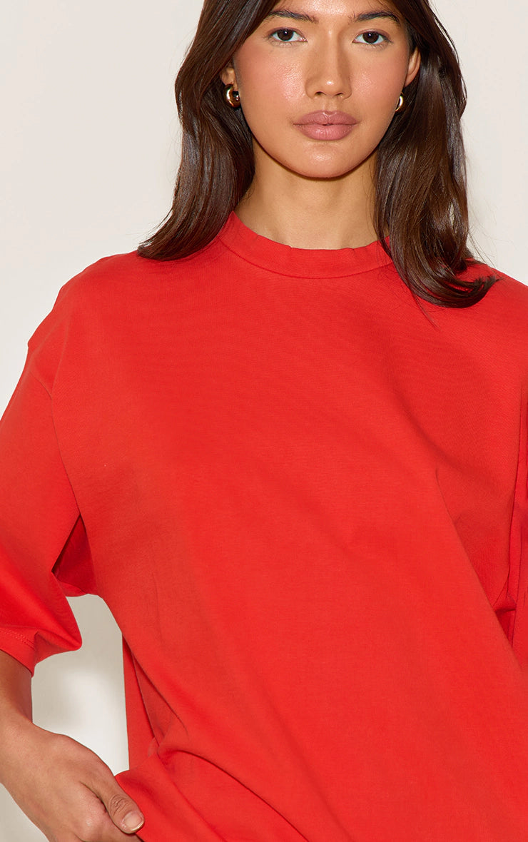 Red Oversized Boxy T Shirt