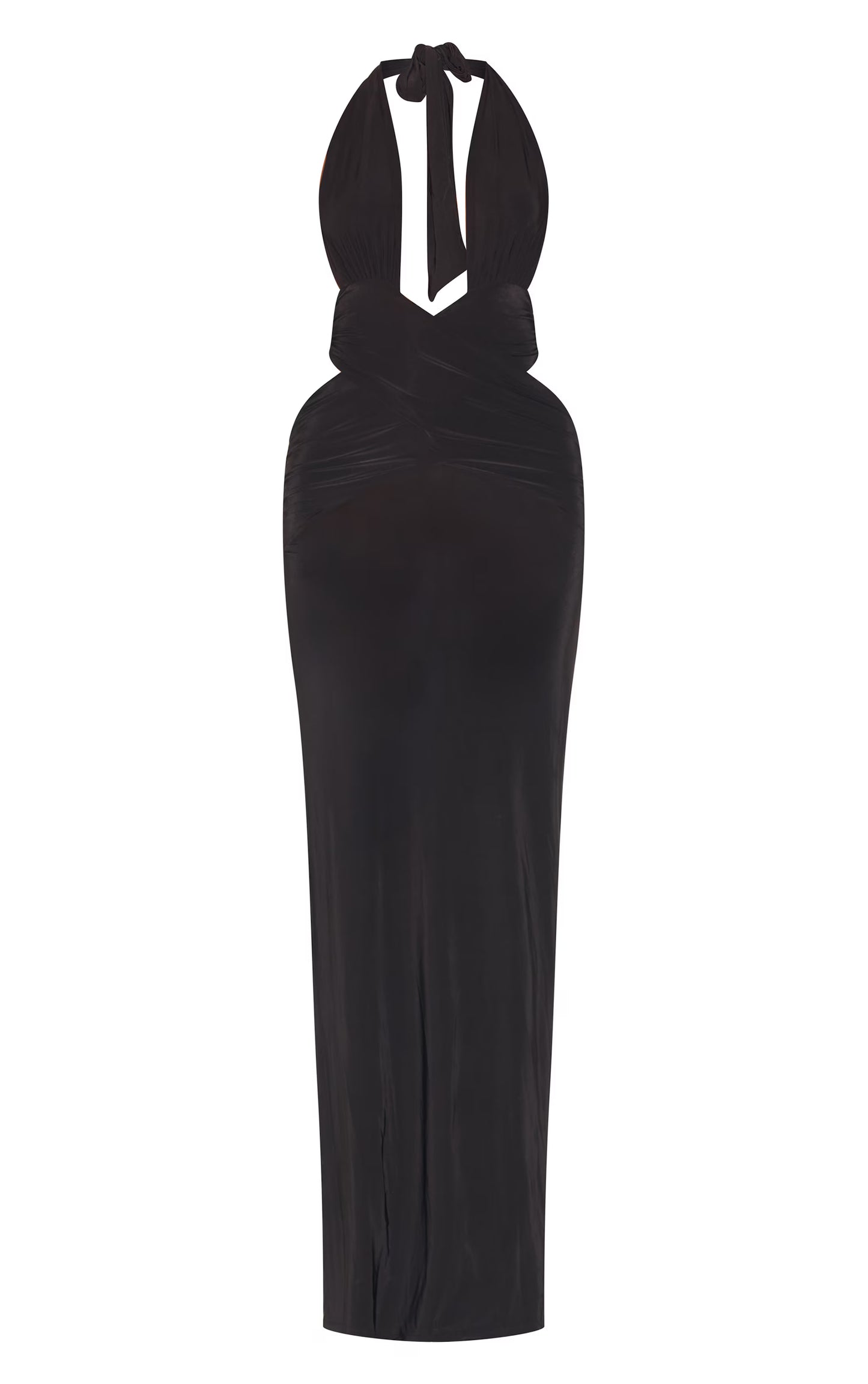 Black Slinky Extreme Plunge Maxi Dress