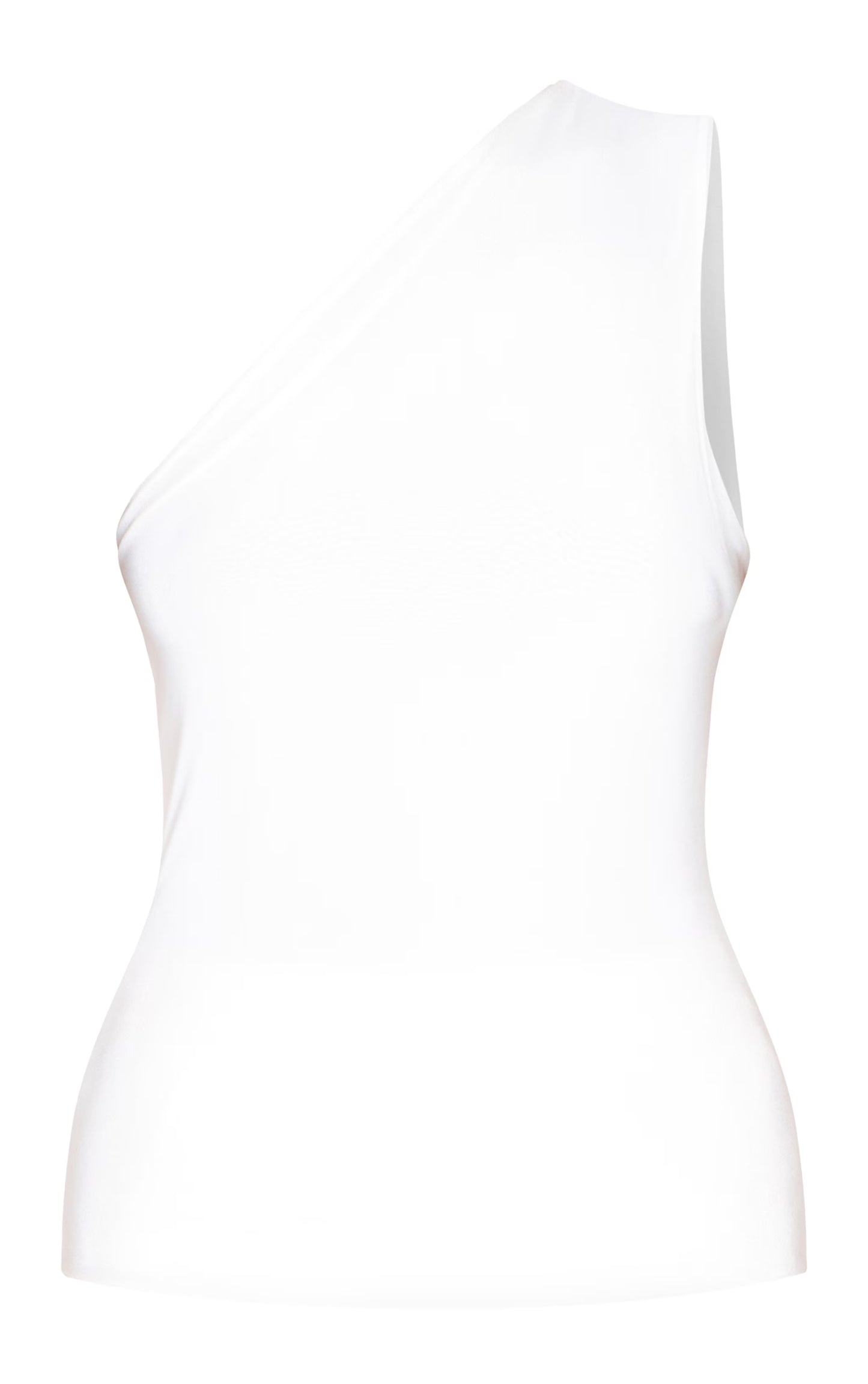 Cream Double Layer Slinky Back Detail One Shoulder Top