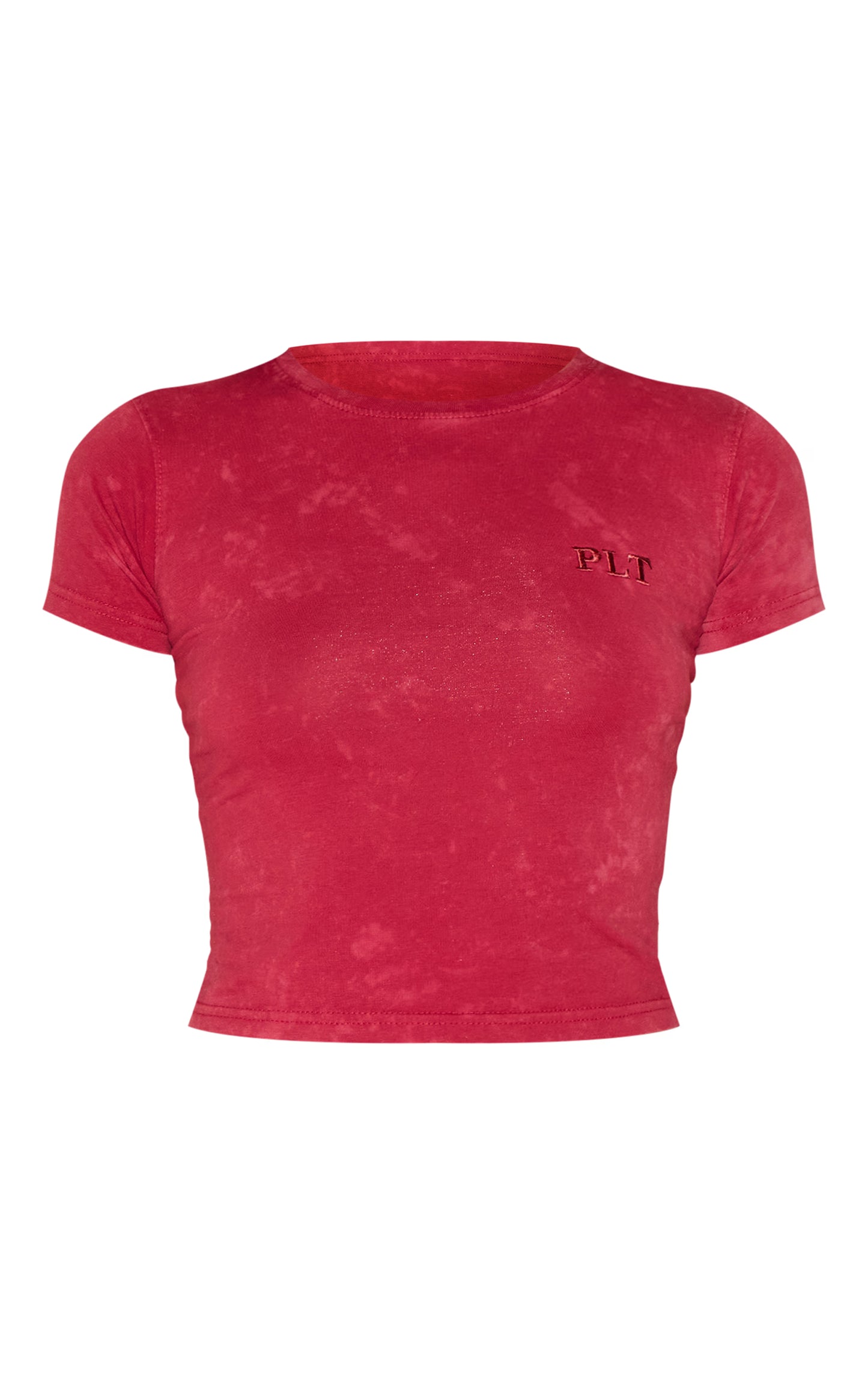 Red Washed Cotton Longline Fitted T-shirt
