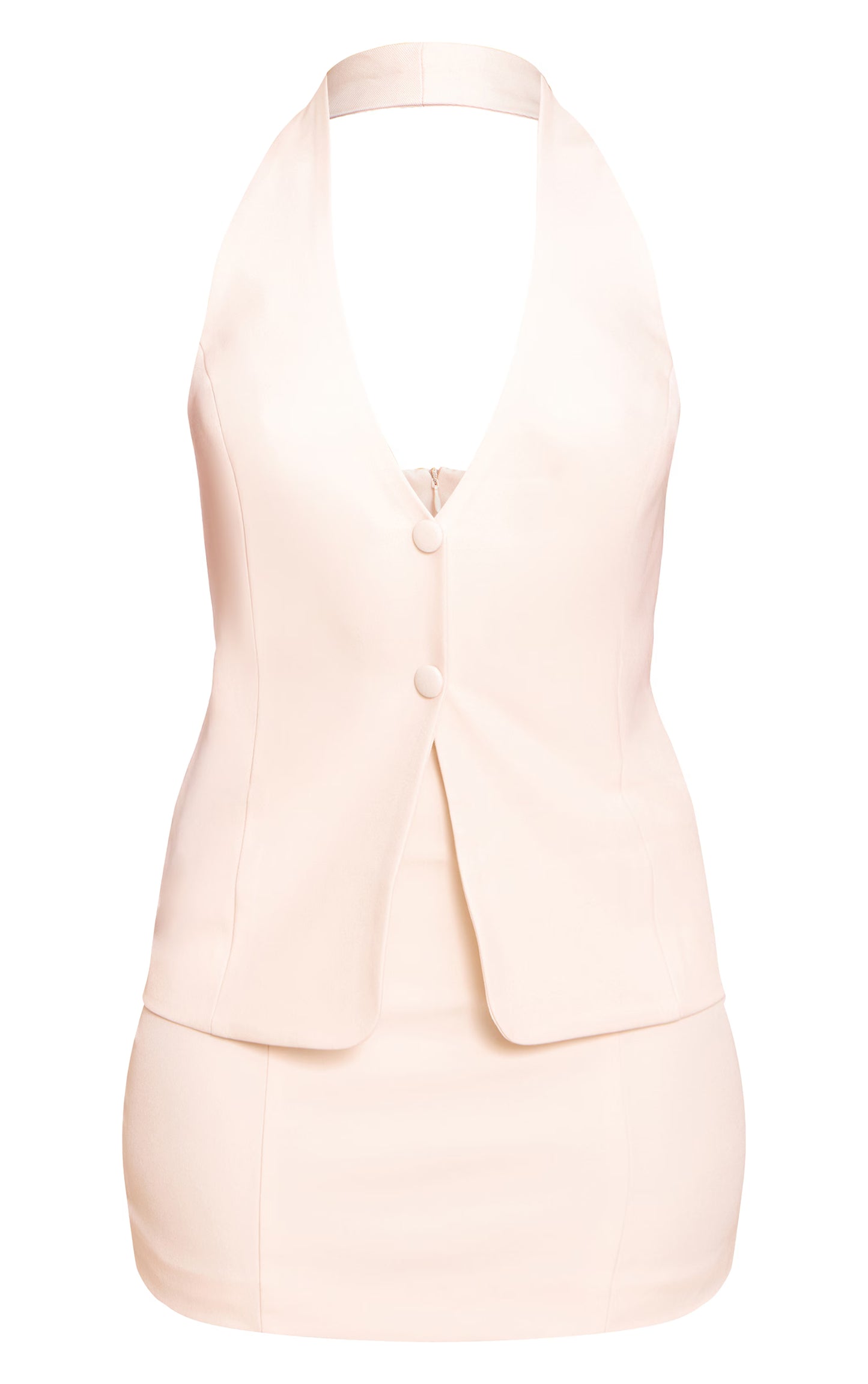 Butter Yellow Woven Waist Coat Mini Dress
