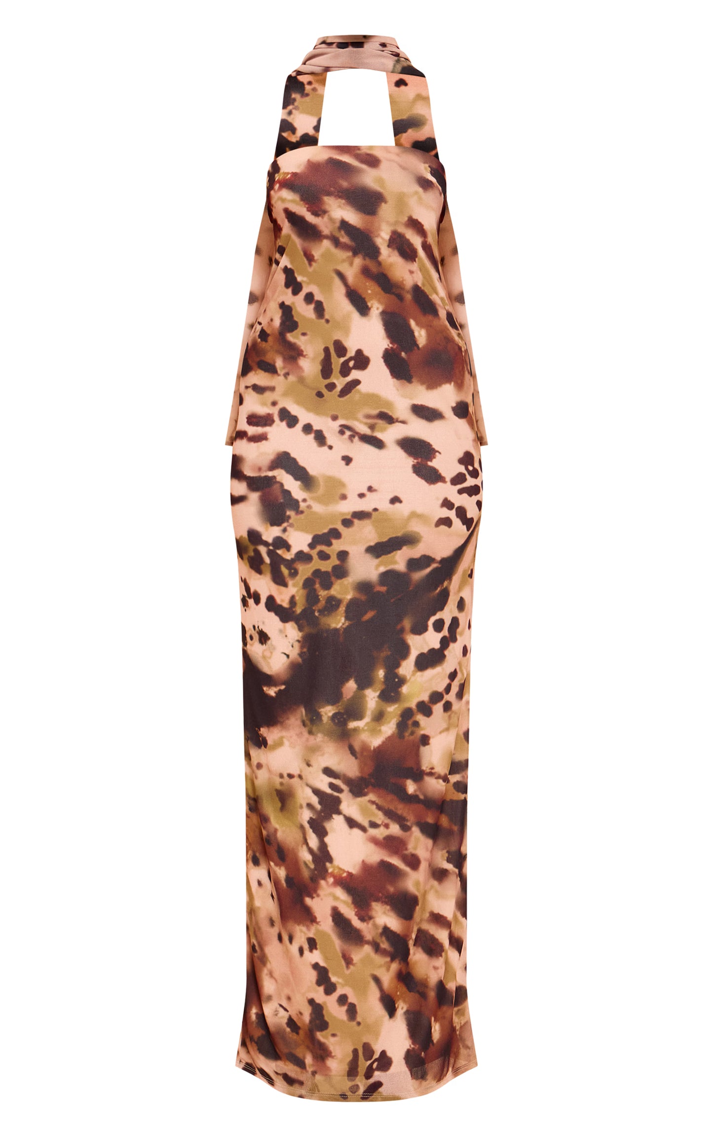 Pink Printed Bandeau Scarf Detail Maxi Dress