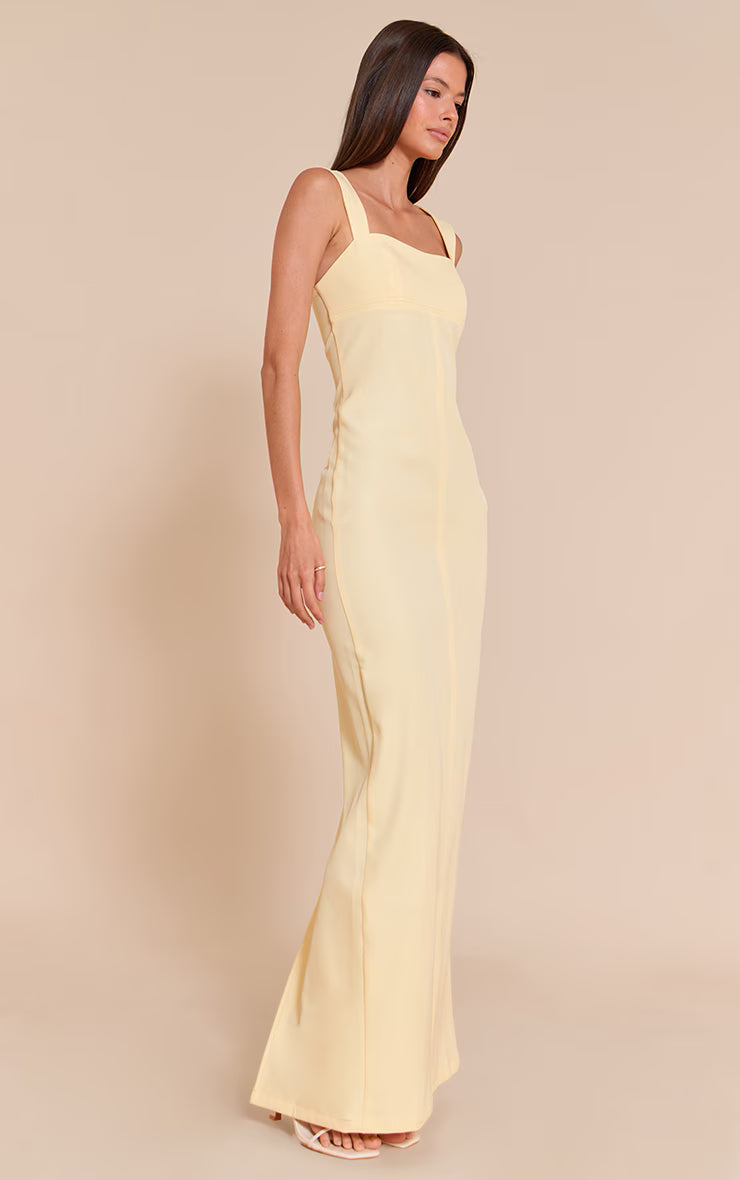 Butter Yellow Tailored Woven Strappy Maxi Dress