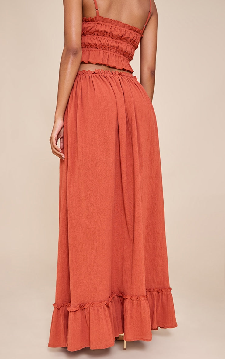 Rust Cheesecloth Maxi Skirt