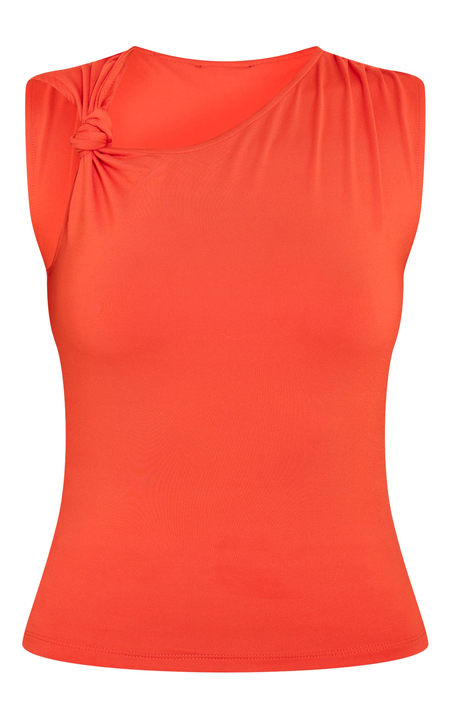 Tomato Red Slinky Knot Strap Detail Long Top