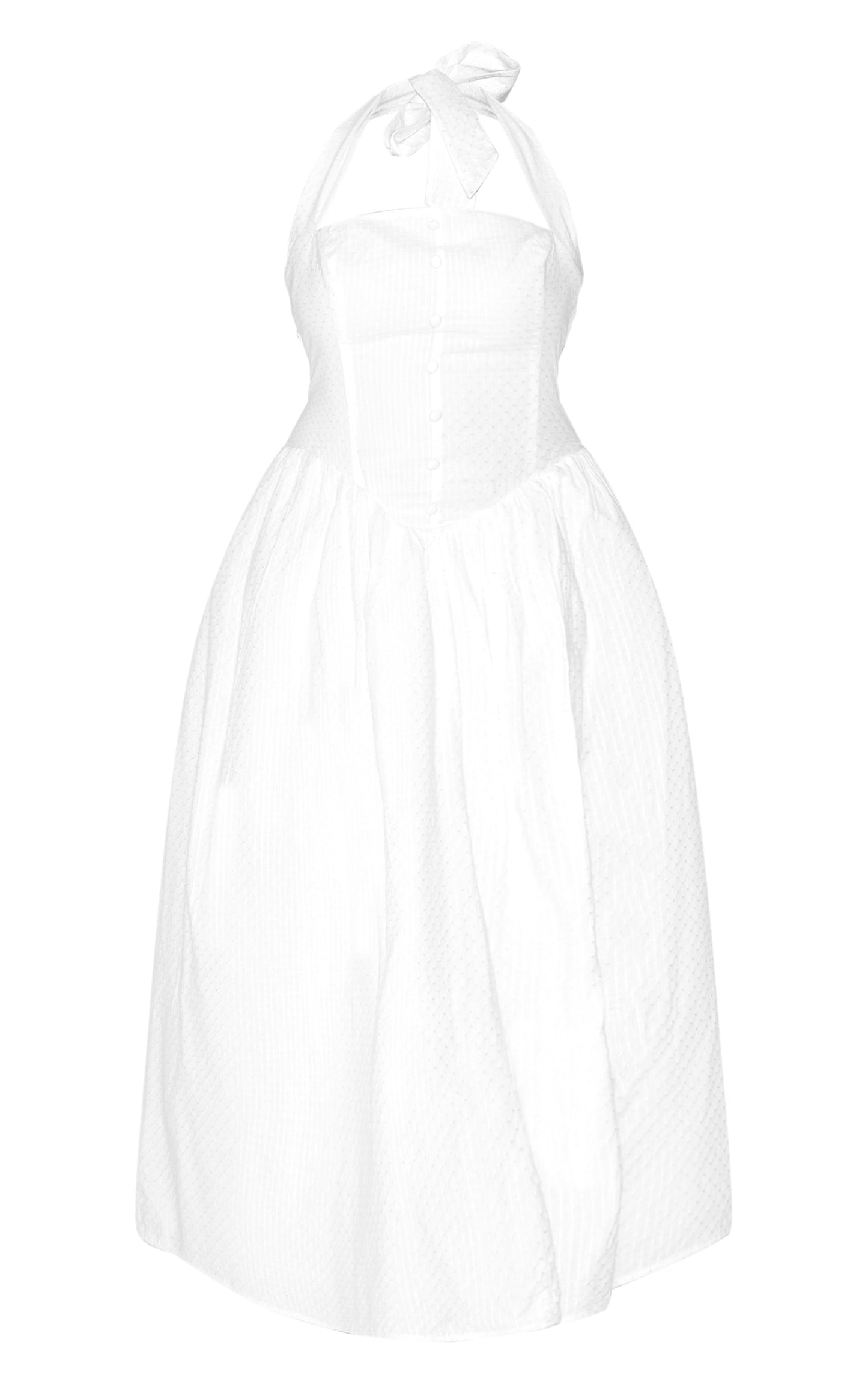 Plus White Embroidered Cotton Halterneck Midaxi Dress