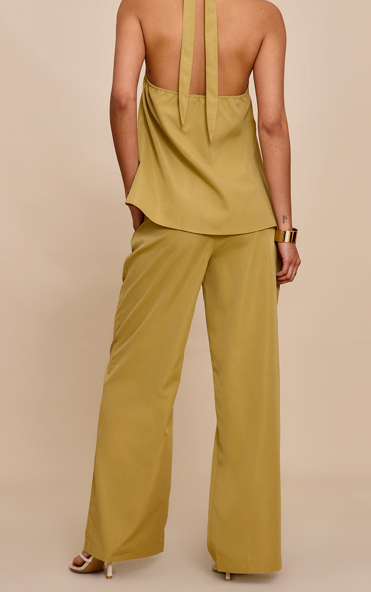 Sand Tailored Wide Leg Drawstring Pants