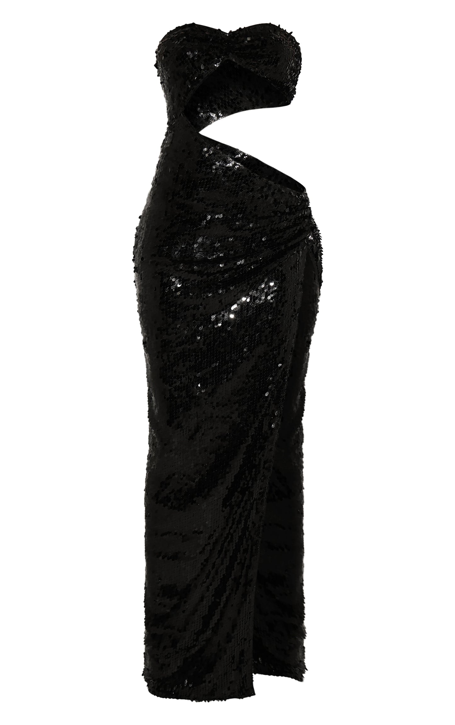 Black Sequin Extreme Cut Out Maxi Dress