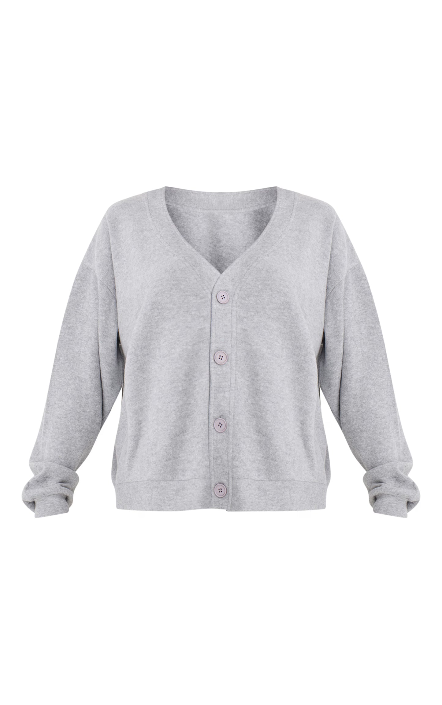 Grey Button Up Soft Touch Sweat Cardigan