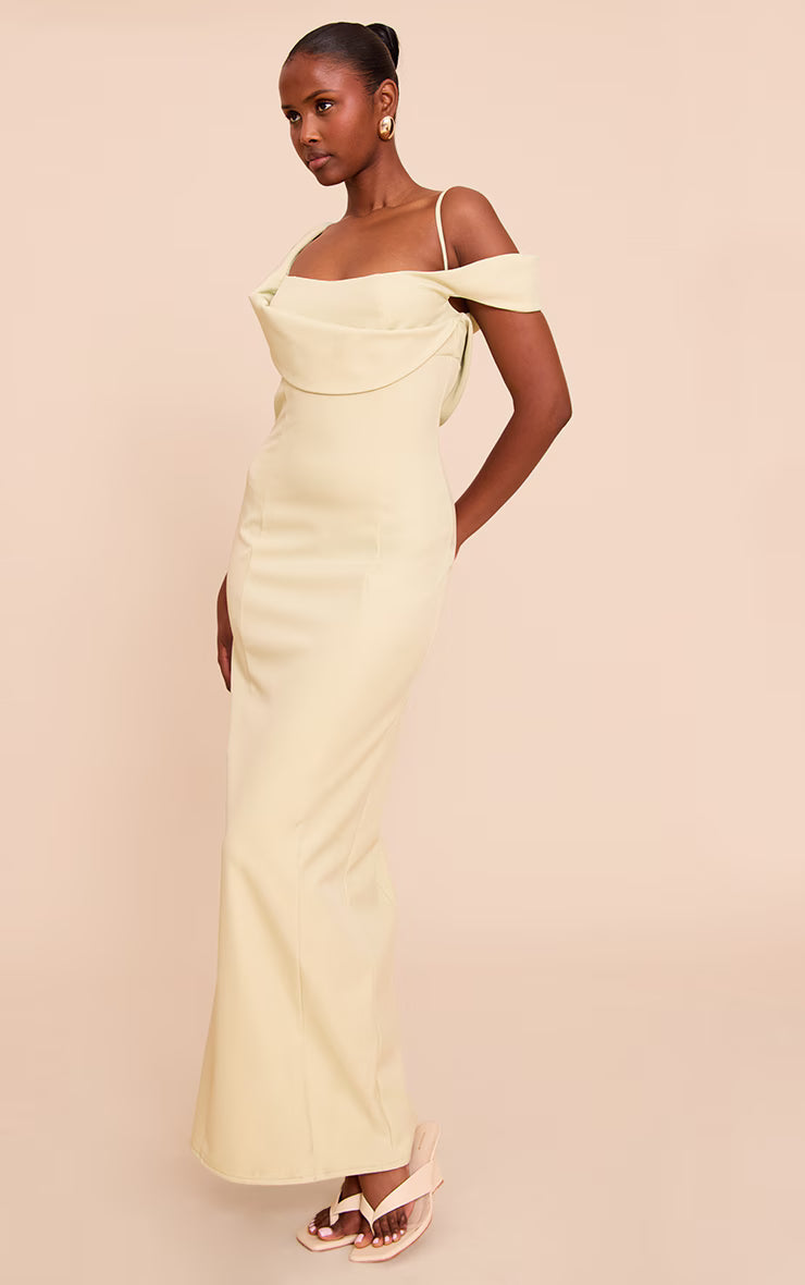 Sage Woven Square Neck Maxi Dress