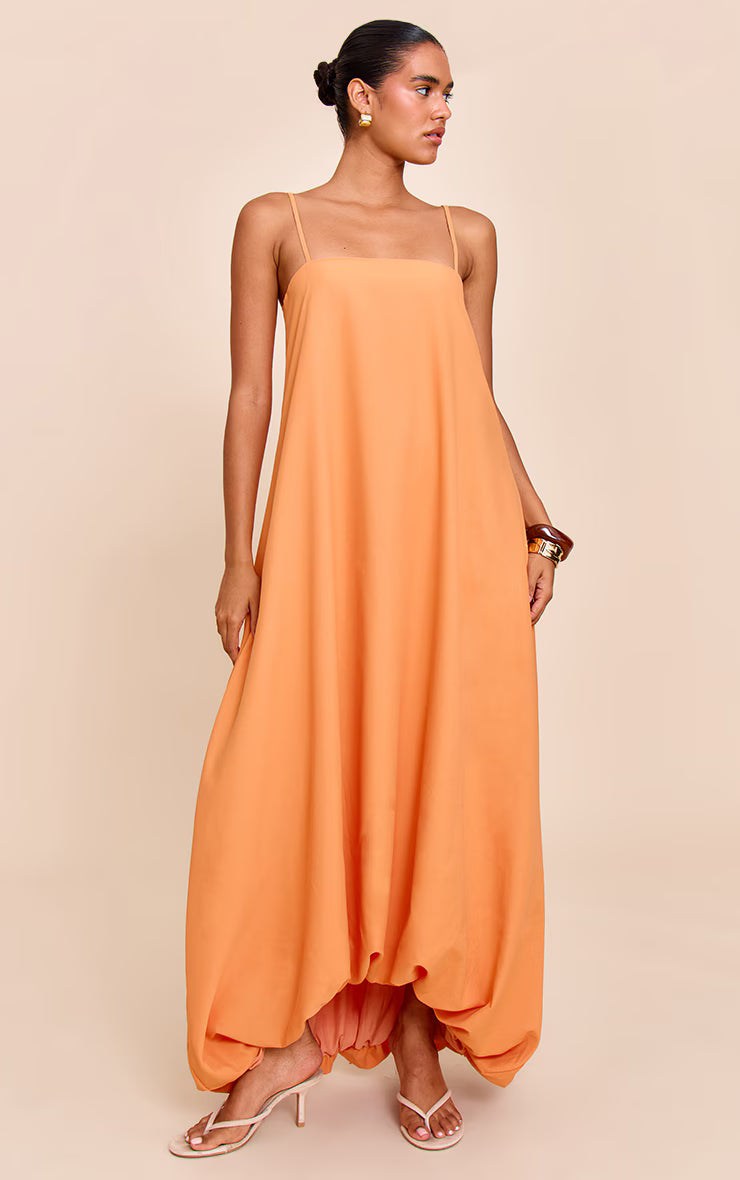 Orange Strappy Floaty Maxi Dress