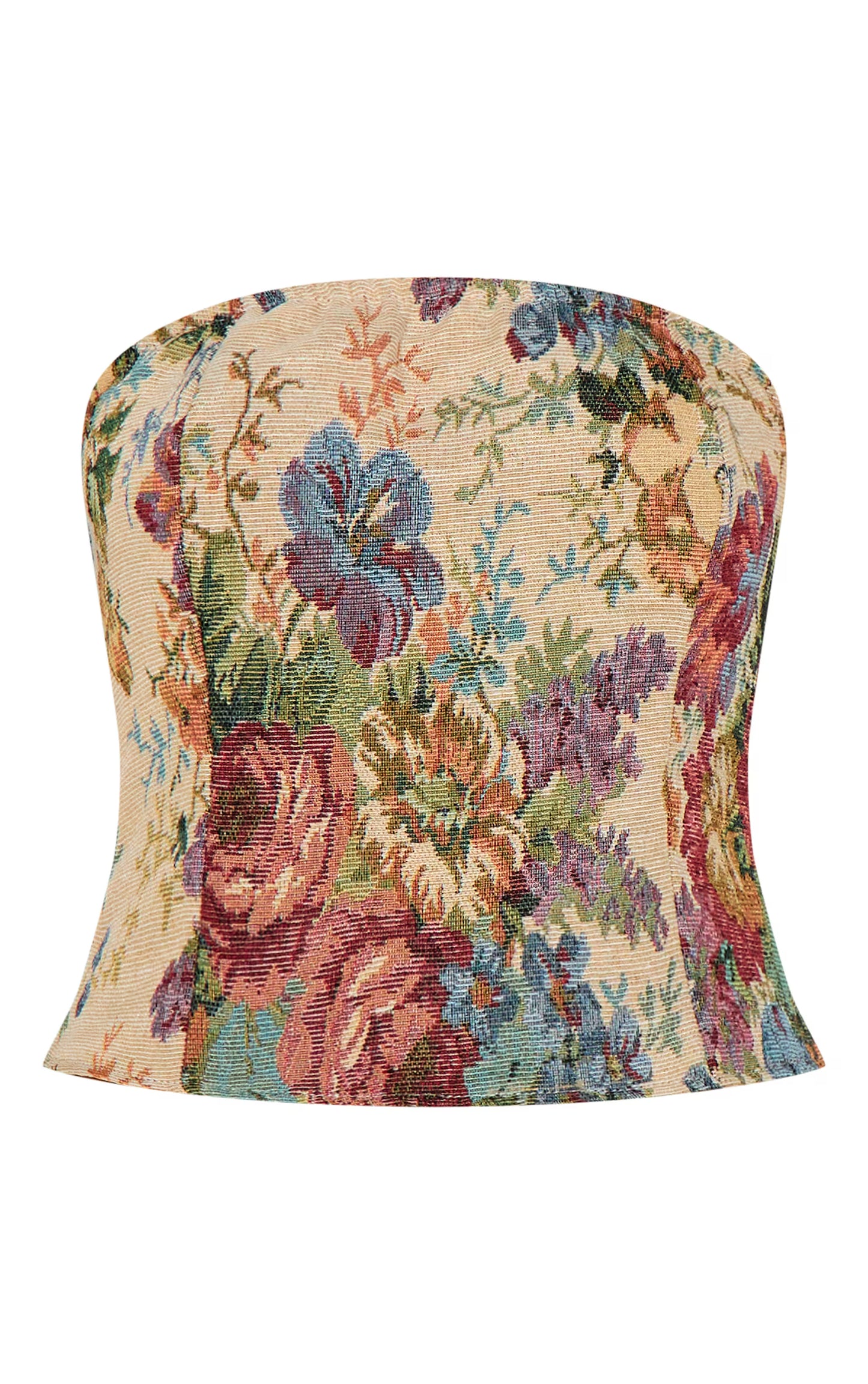 Multi Woven Jacquard Bandeau Long Top