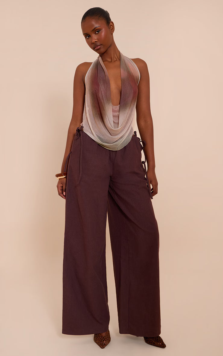 Multi Printed Mesh Halter Neck Top