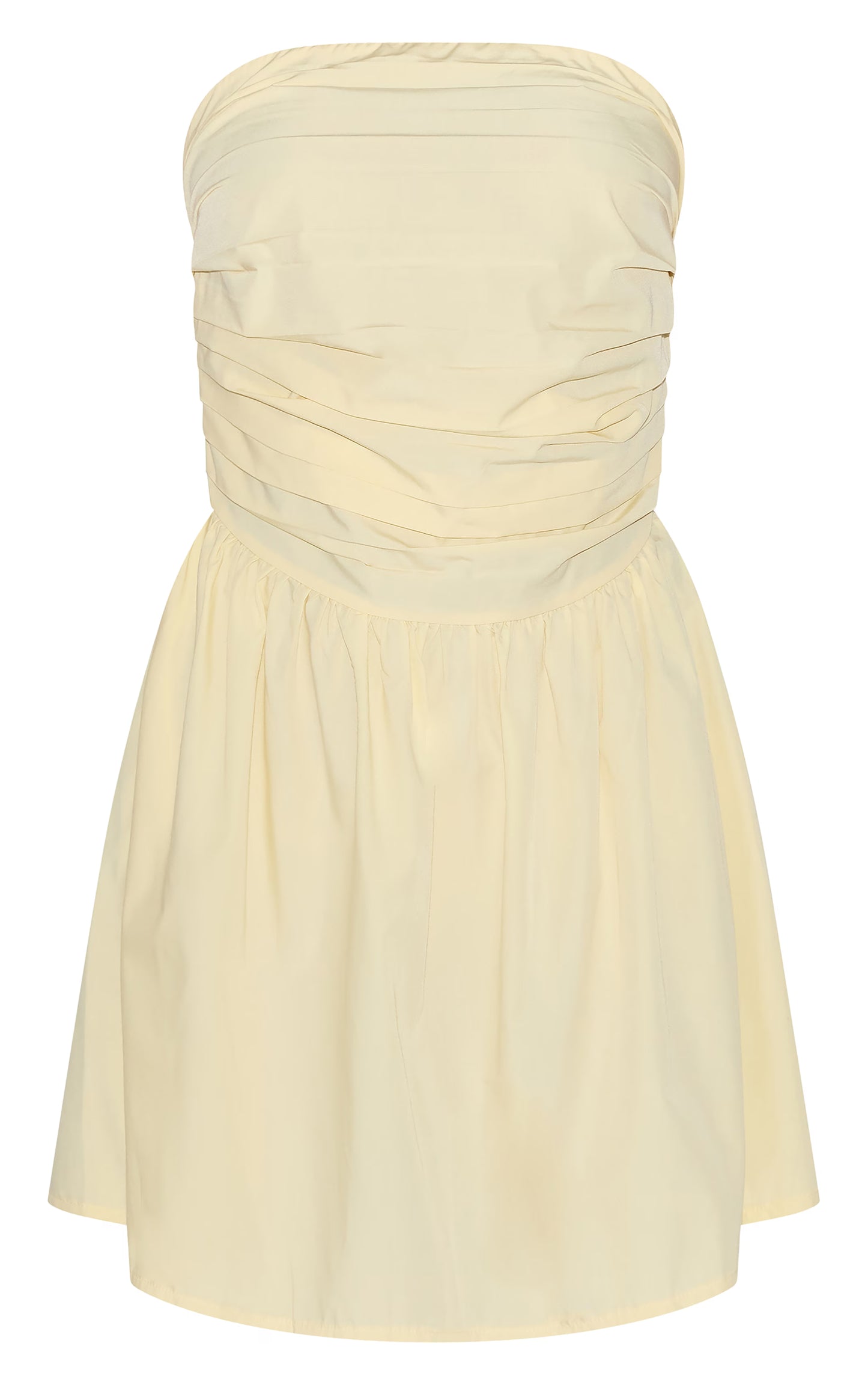 Lemon Bandeau Ruched Detail Shift Dress