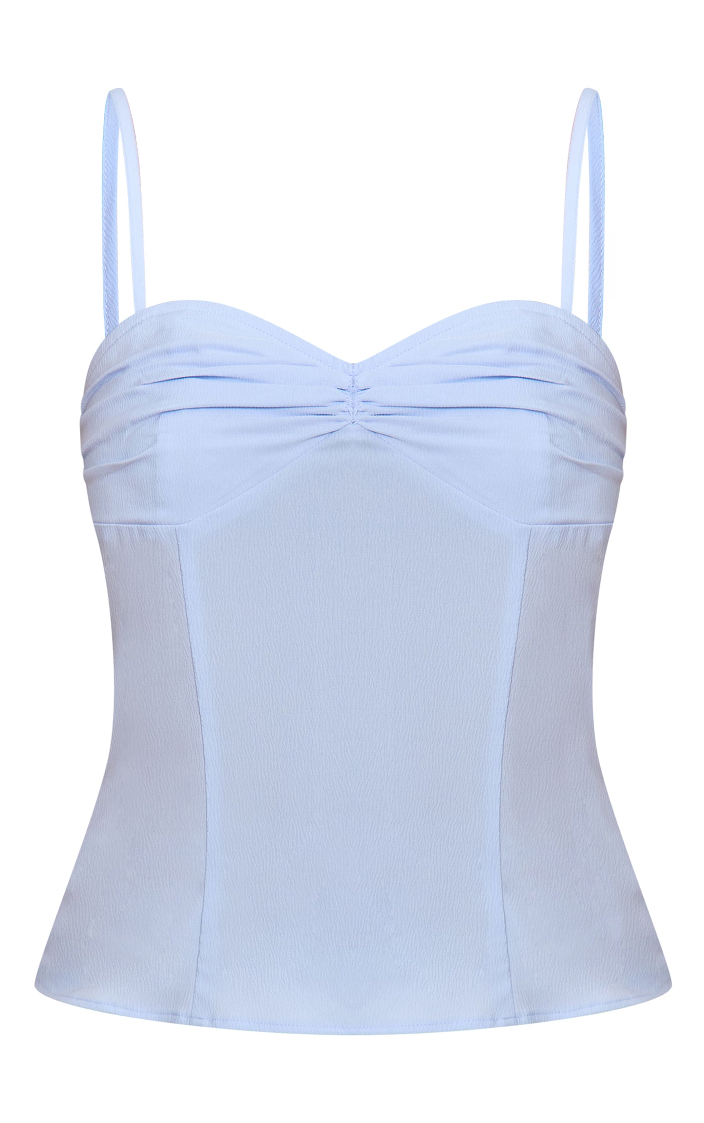 Sky Blue Matte Satin Bust Detail Cami