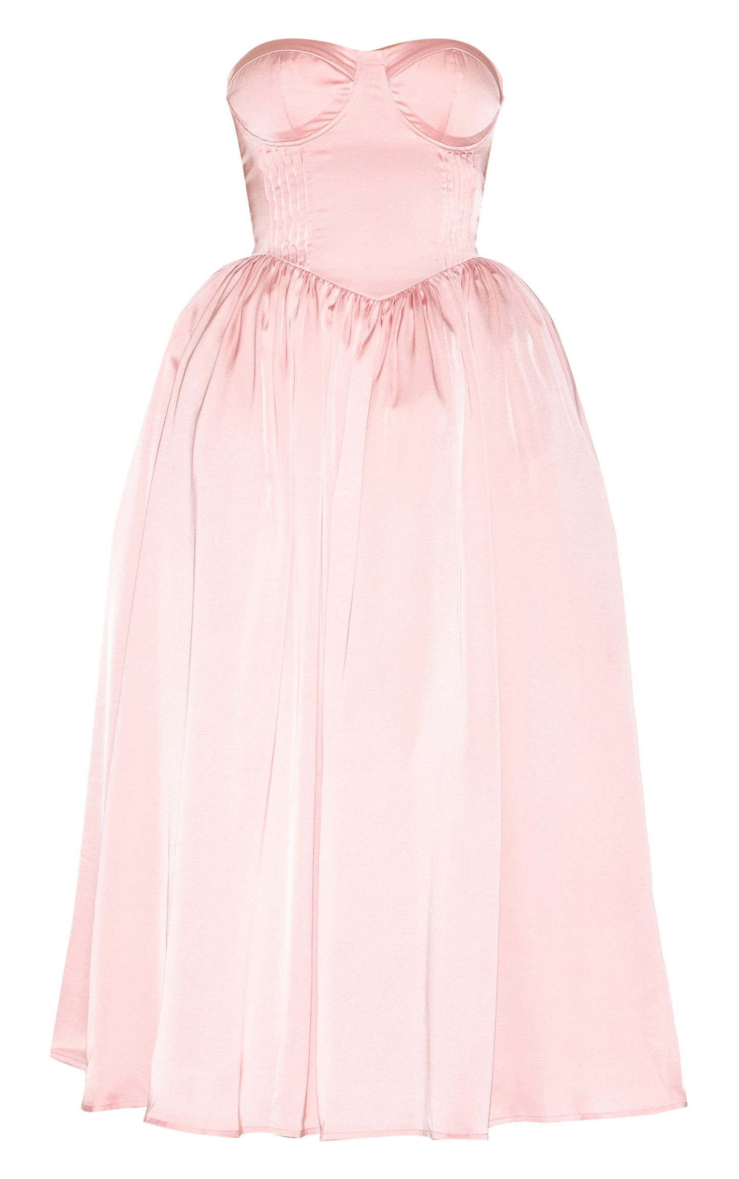 Shape Blush Satin Corseted Shift Midaxi Dress