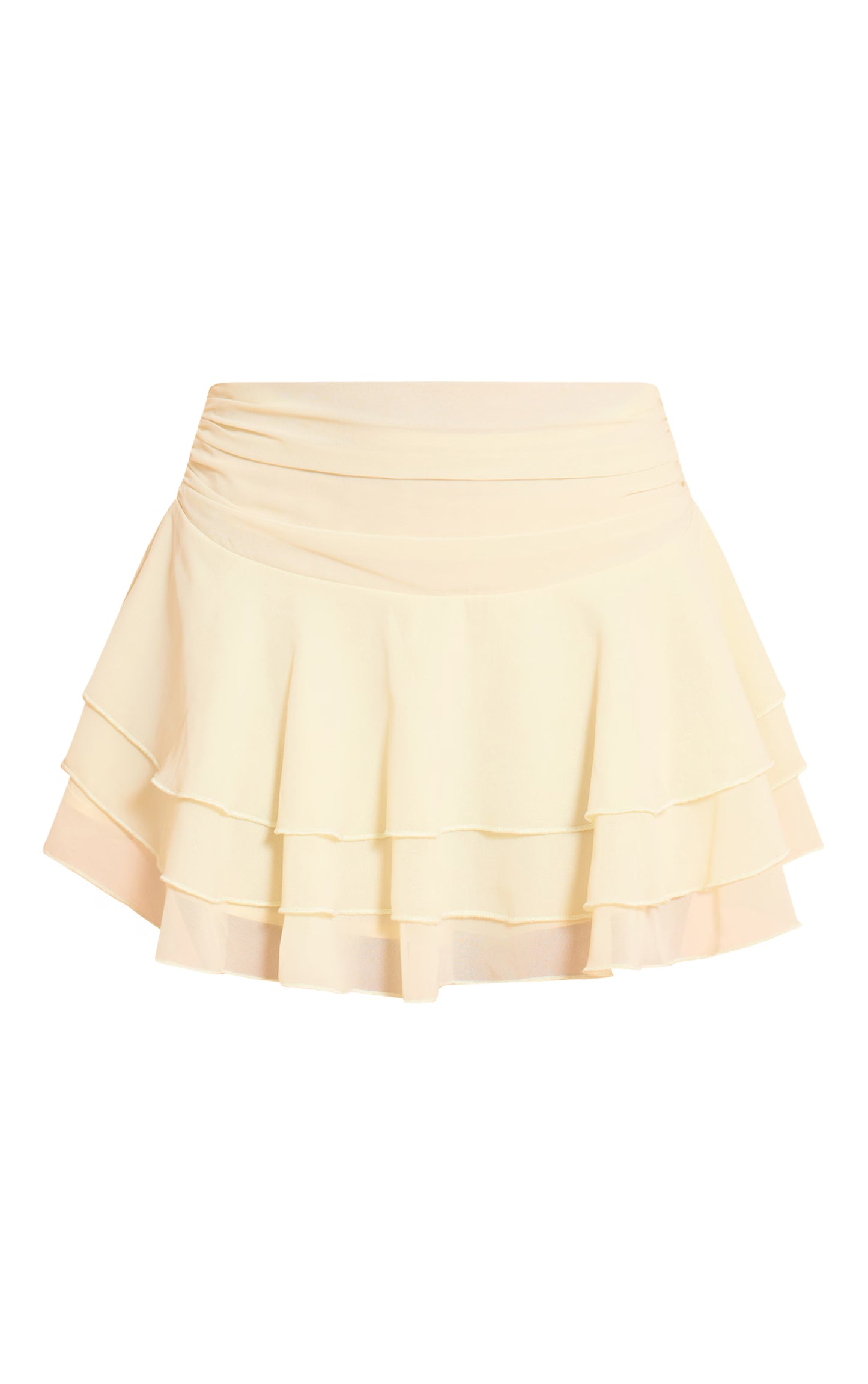 Lemon Chiffon Layered Mini Skirt