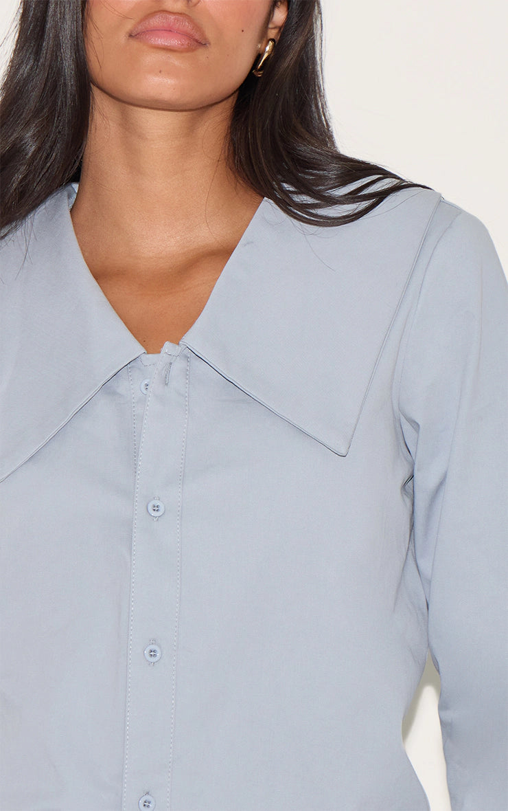 Blue Large Collar Shirt