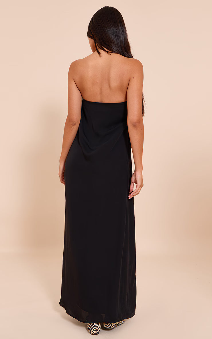 Black Bandeau Column Maxi Dress