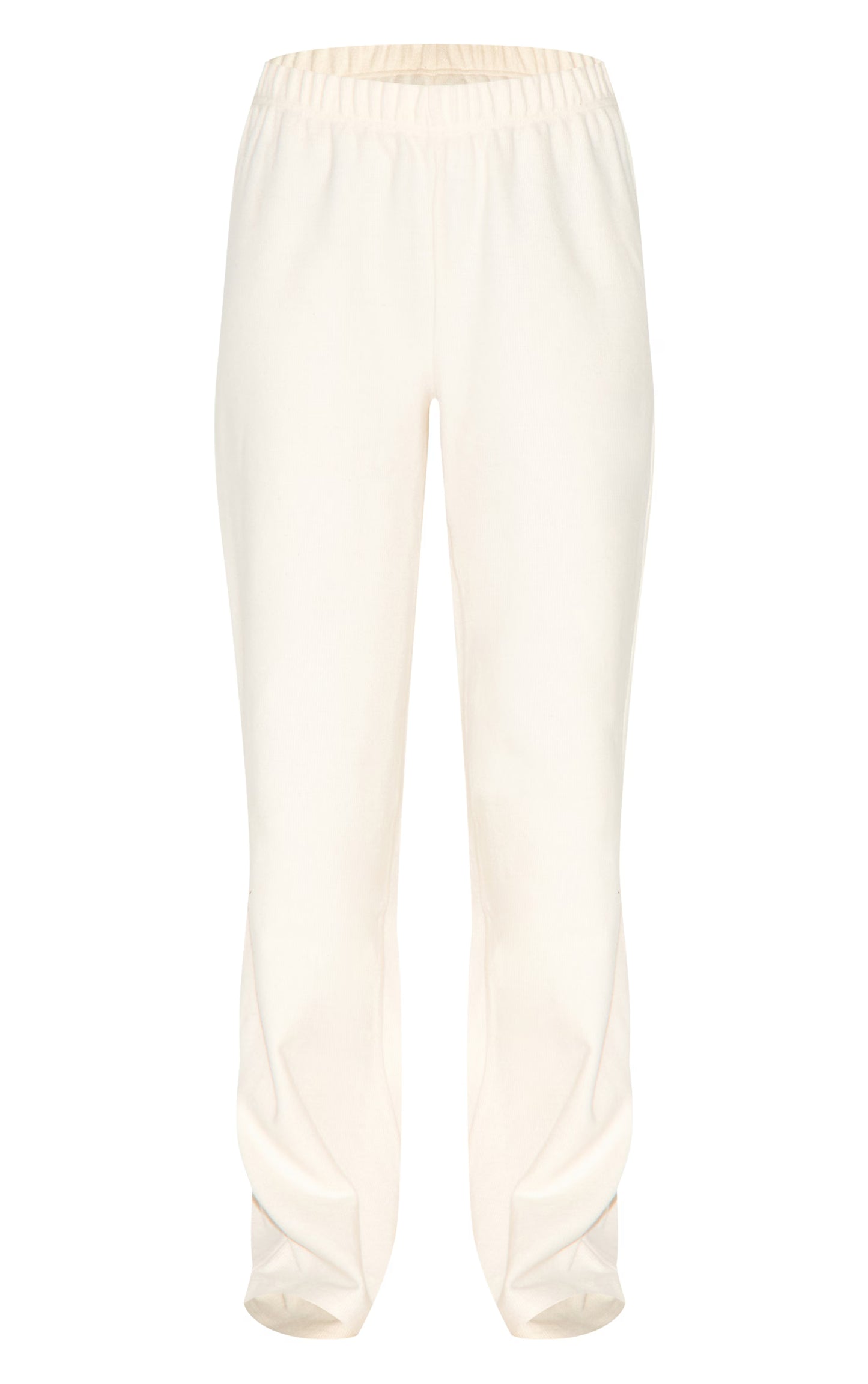 Cream Heavy Brushed Rib Slouchy Wide Leg Pant