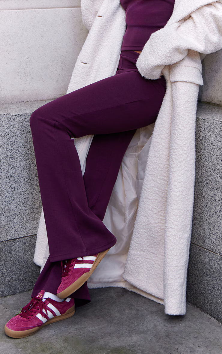 Burgundy Premium Soft Touch Skinny Flare Pants