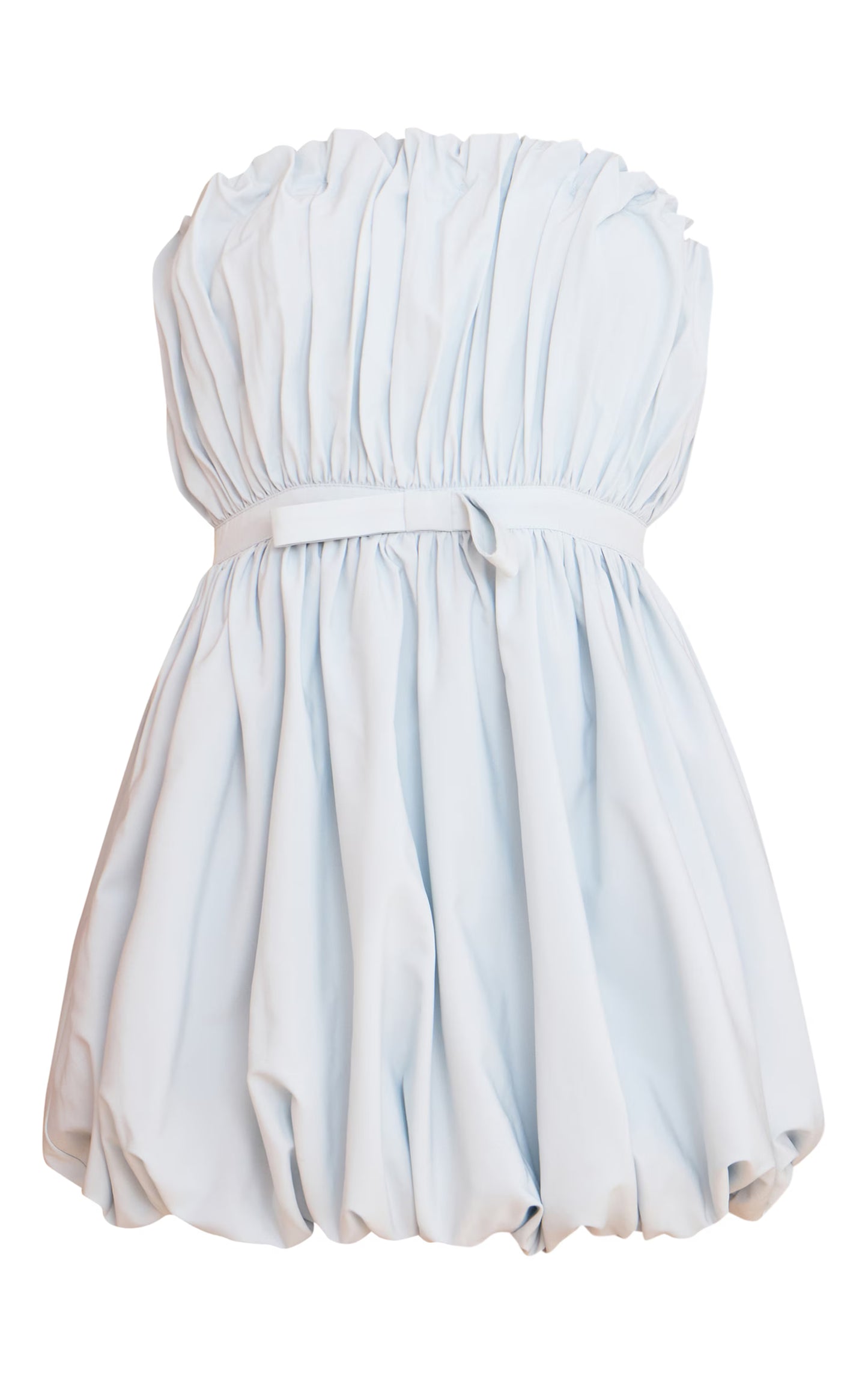Light Blue Bow Detail Puffball Mini Dress