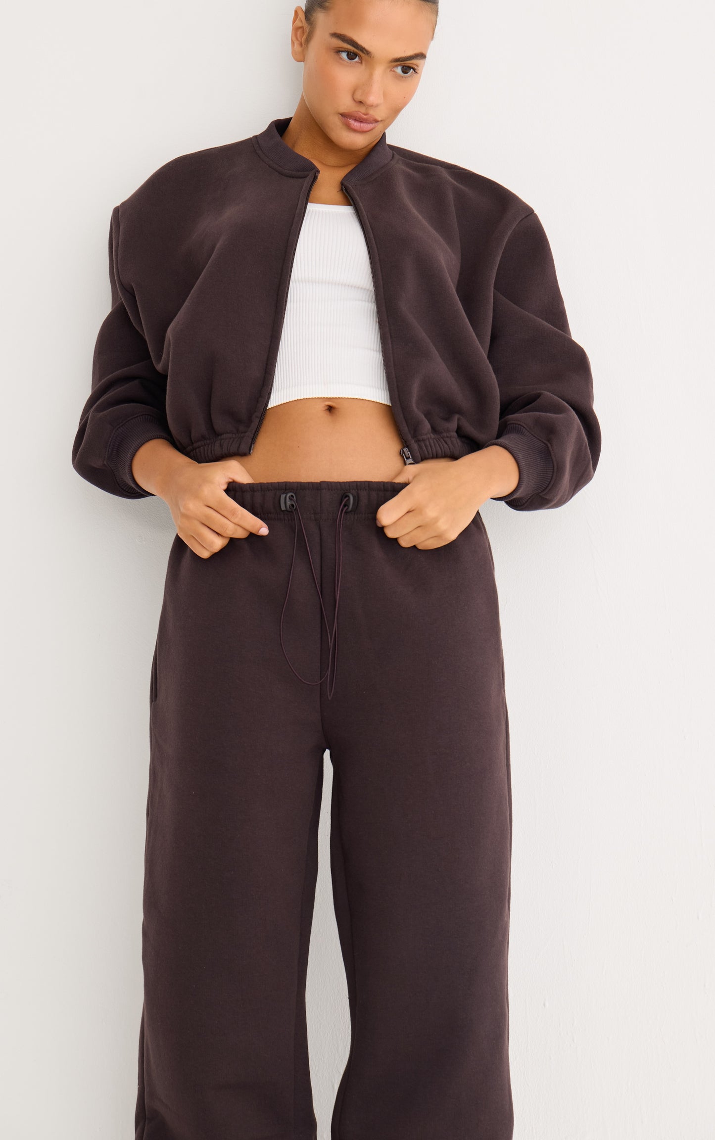 Dark Chocolate Drawcord Hem Oversized Sweatpants