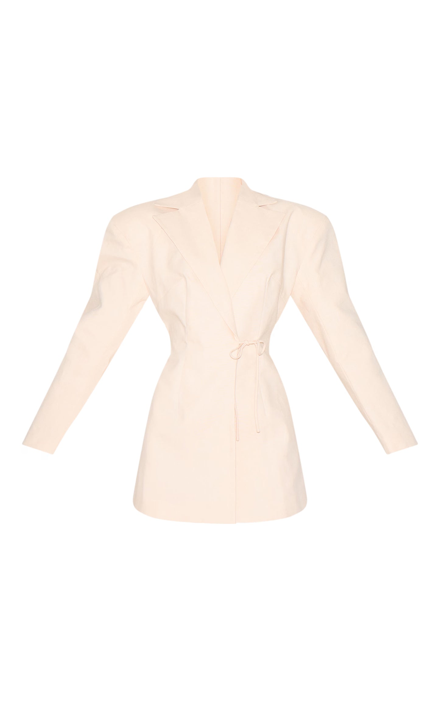 Cream Linen Blend Tie Detail Blazer Dress
