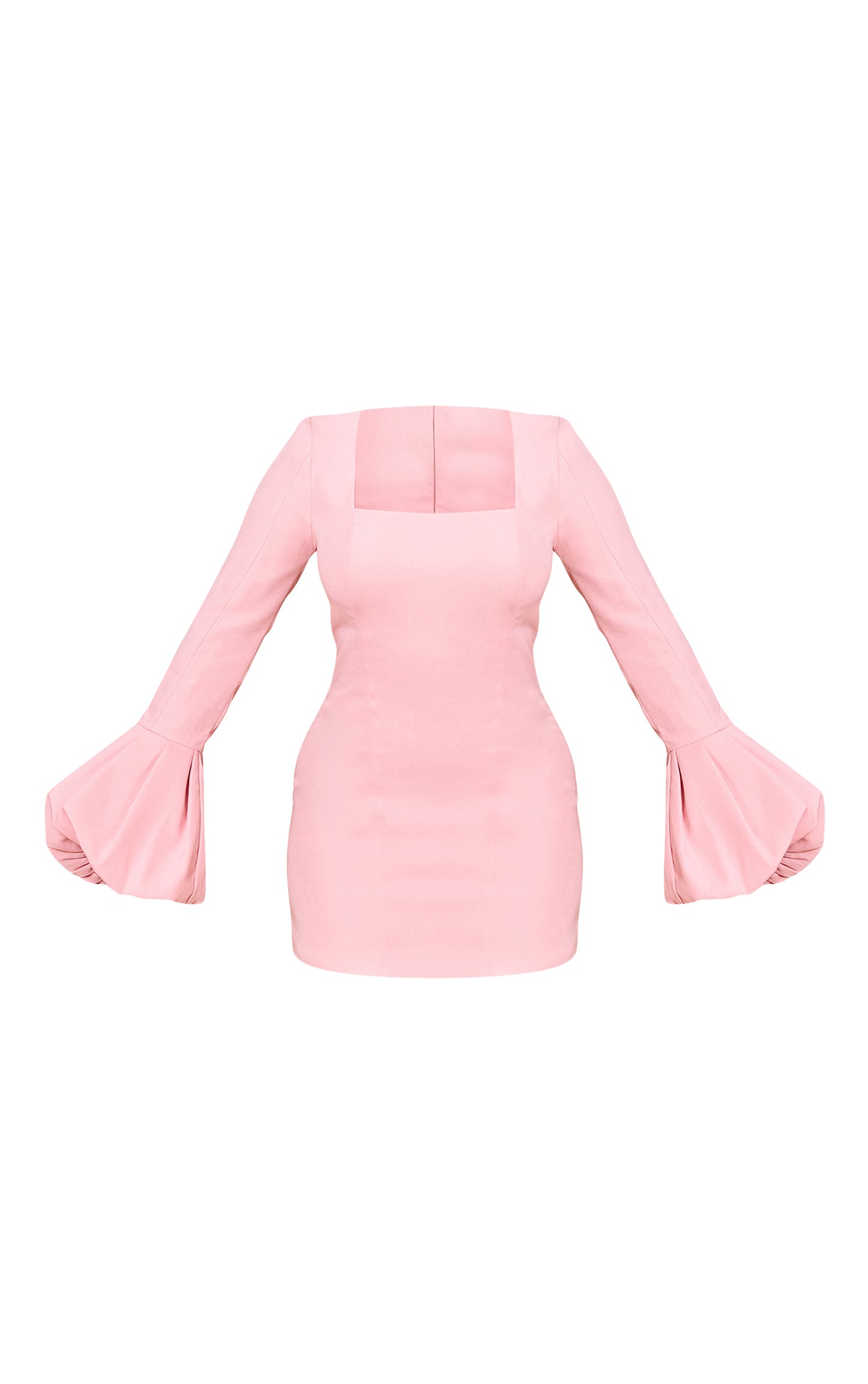 Shape Blush Woven Square Neck Puffball Sleeve Mini Dress