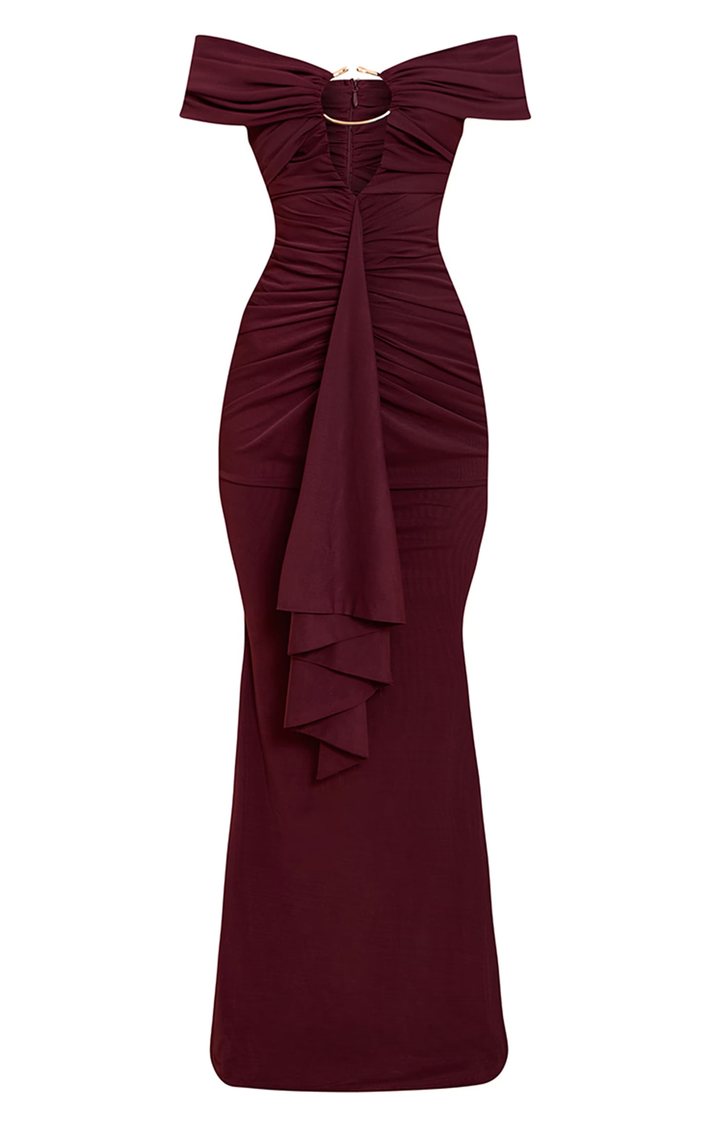 PLT Label Mulberry Mesh Trim Detail Fishtail Maxi Dress