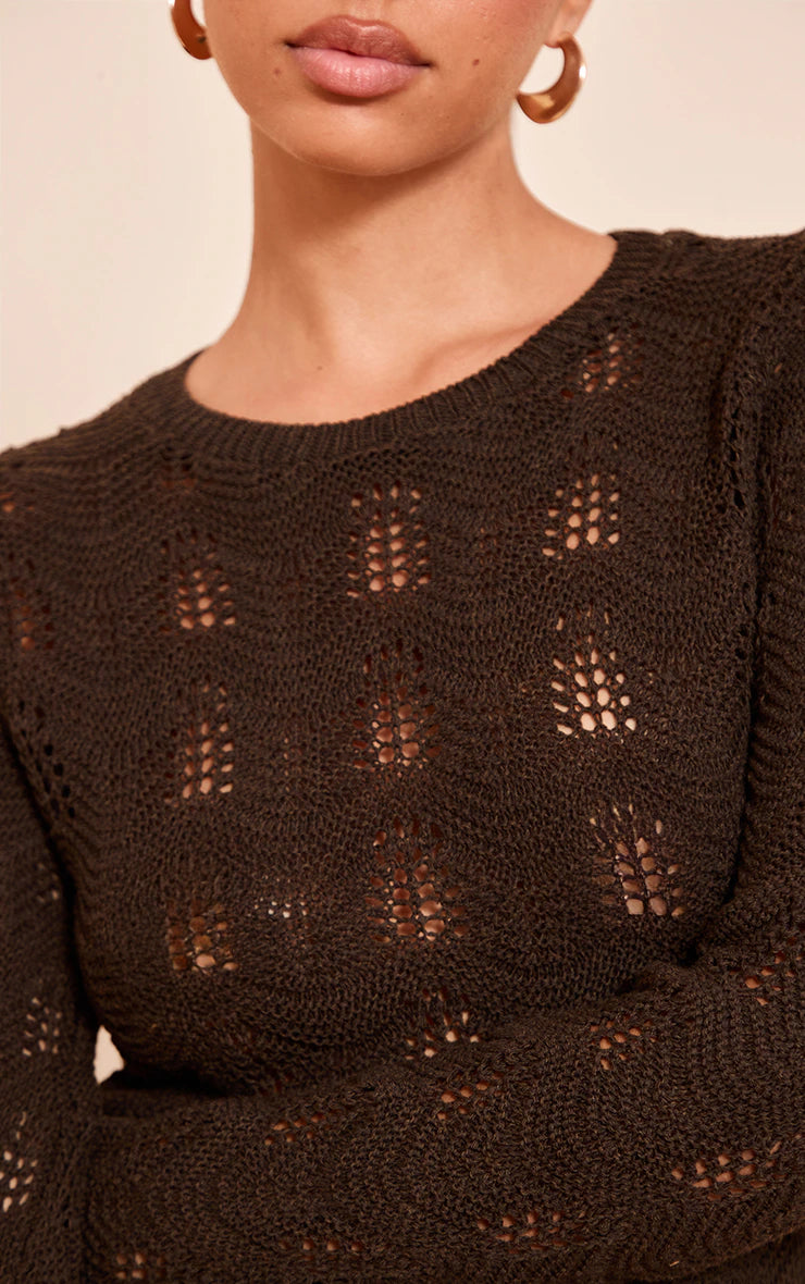 Chocolate Long Sleeve Backless Mini Dress