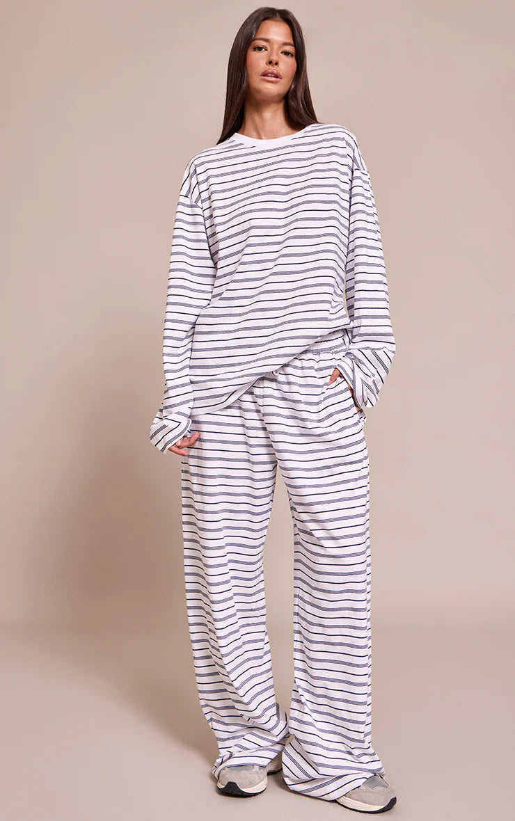 Navy Striped Long Sleeved Top