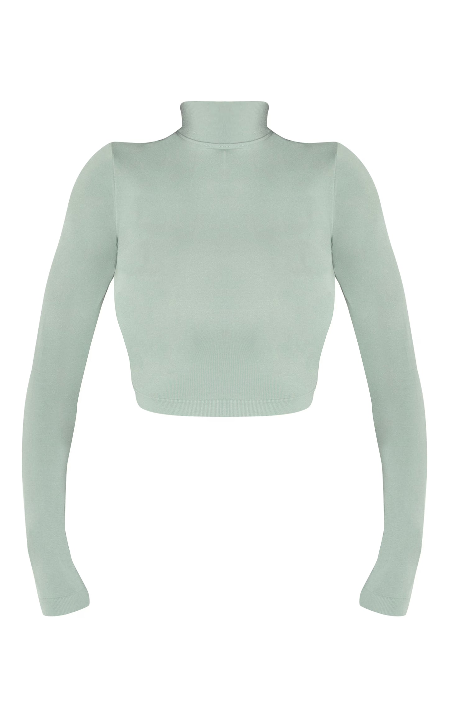 Shape Sage Green Stretch Seamless High Neck Long Sleeve Top