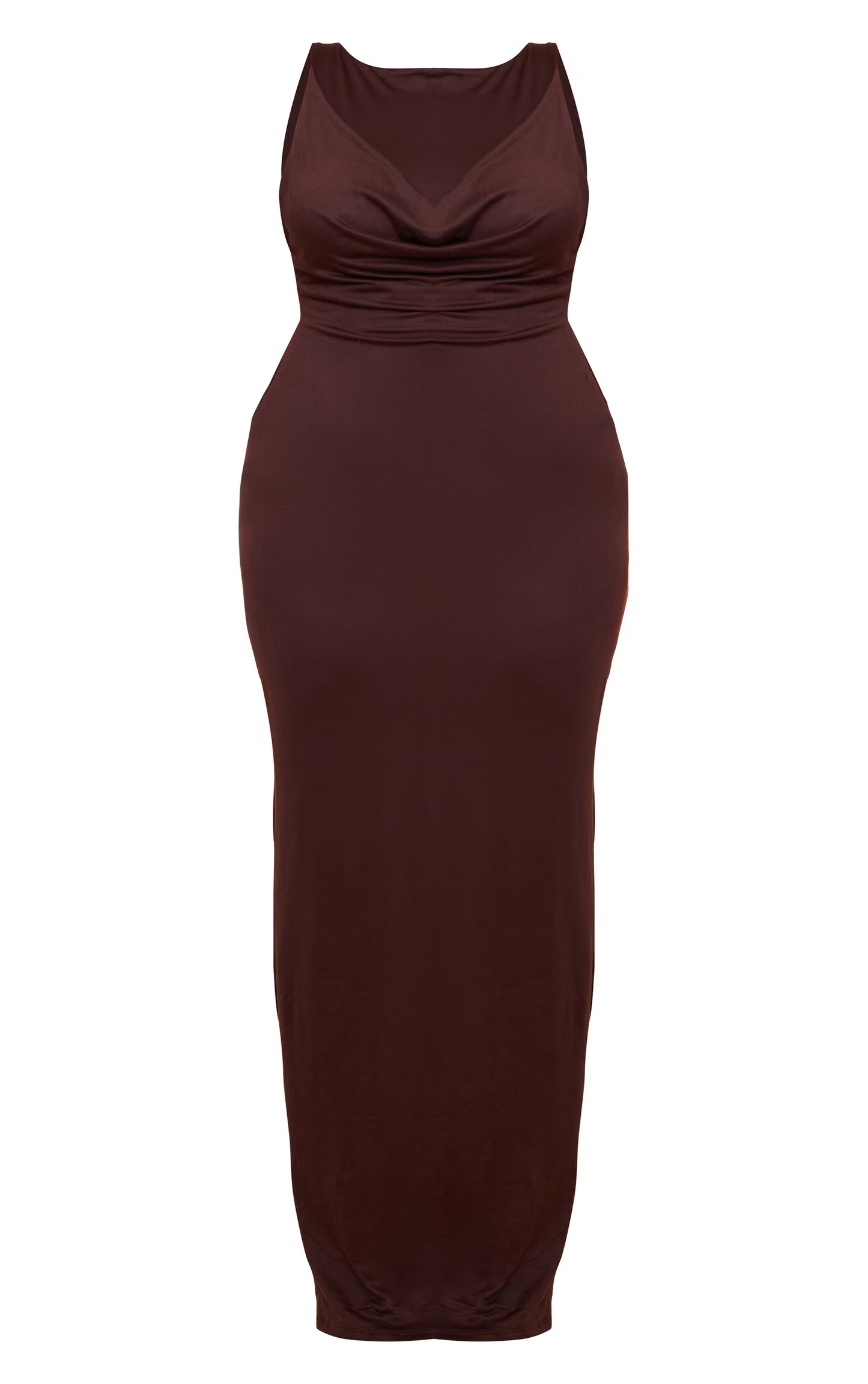 Plus Mushroom Double Contour Drape Bust Detail Maxi Dress
