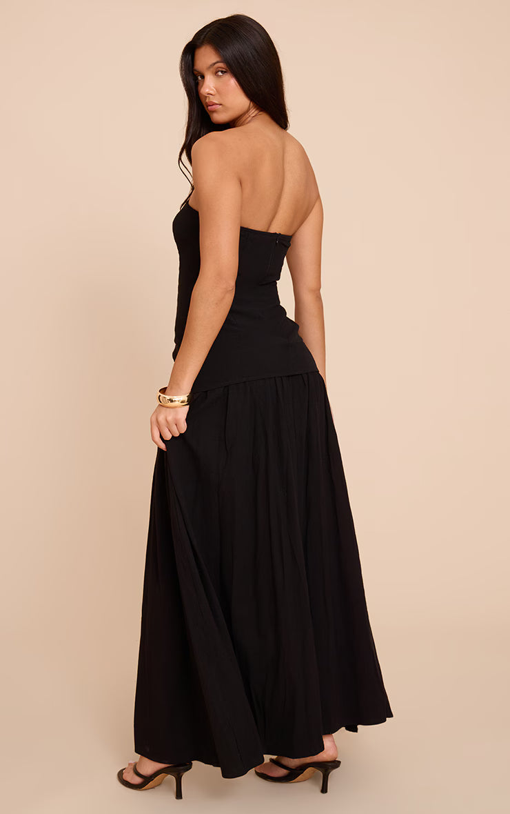 Black Bandeau Long Line Maxi Dress