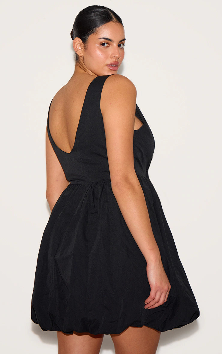 Plus Black Puffball Mini Dress