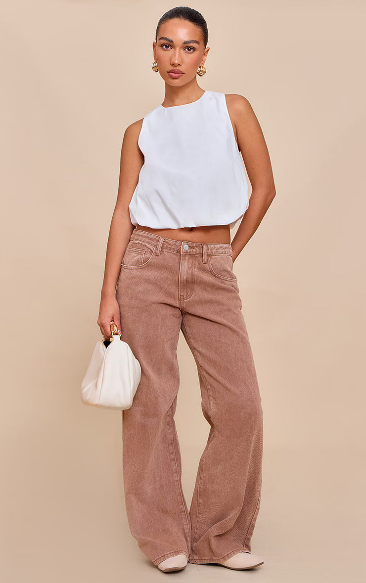 White Bubble Hem Top