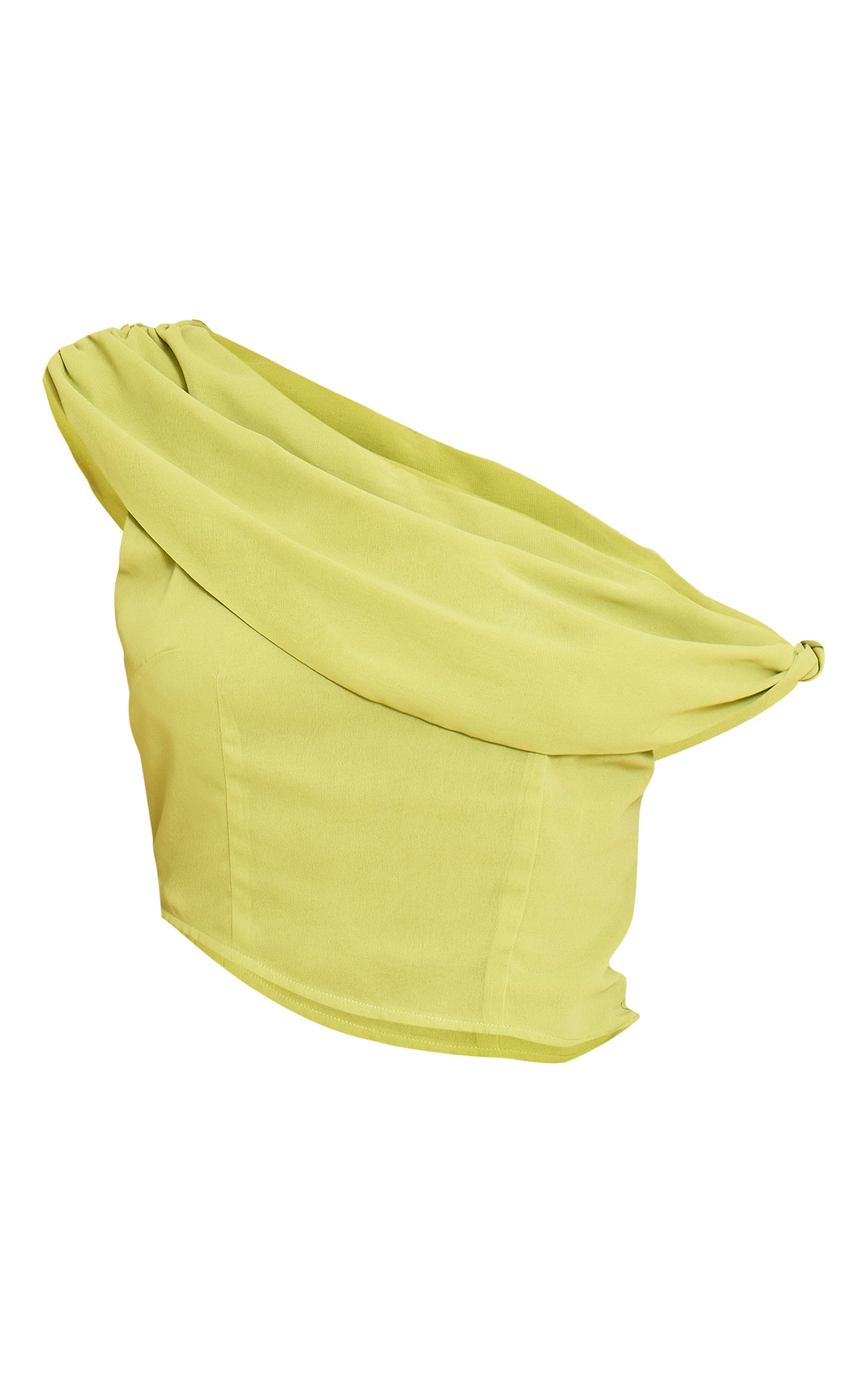 Green Drape Detail Asymmetric Chiffon Top