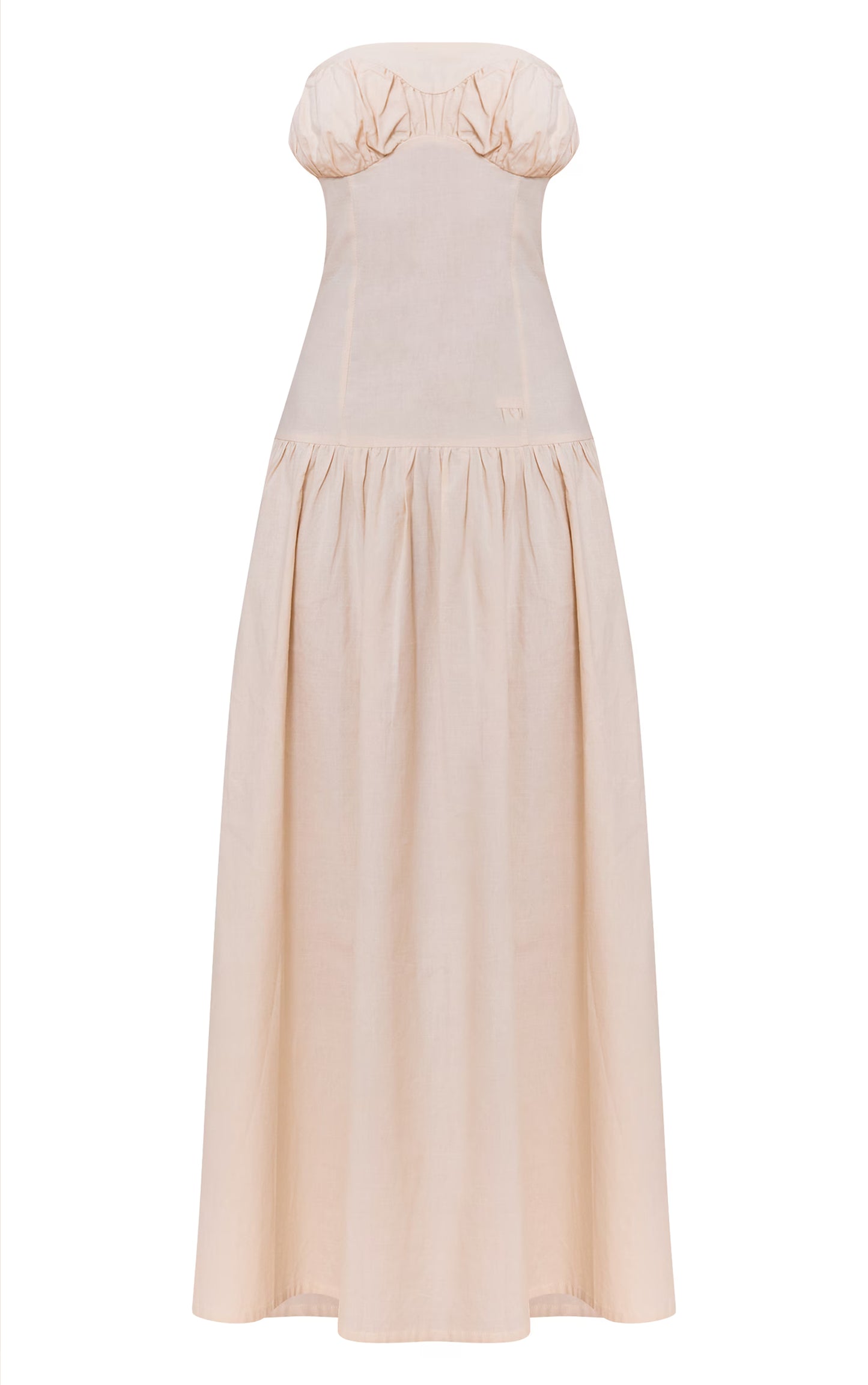 Sand Bandeau Bust Seam Detail Maxi Dress