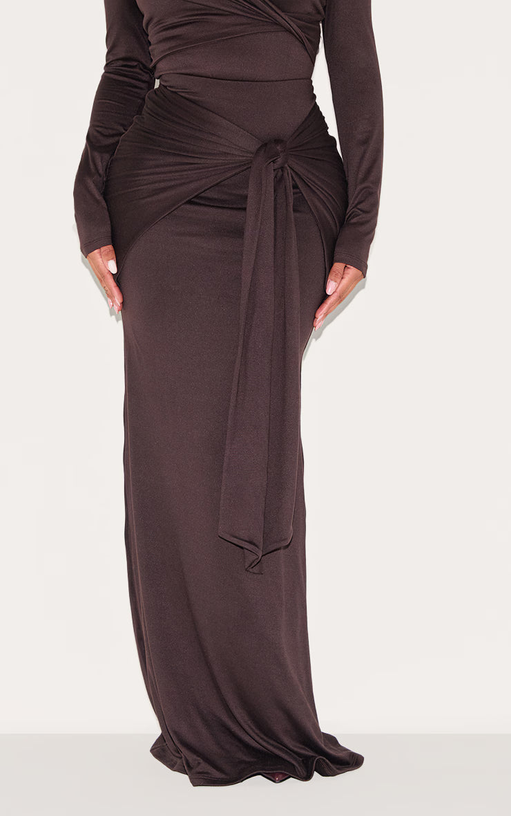 Shape Chocolate Super Soft Wrap Drape Maxi Skirt