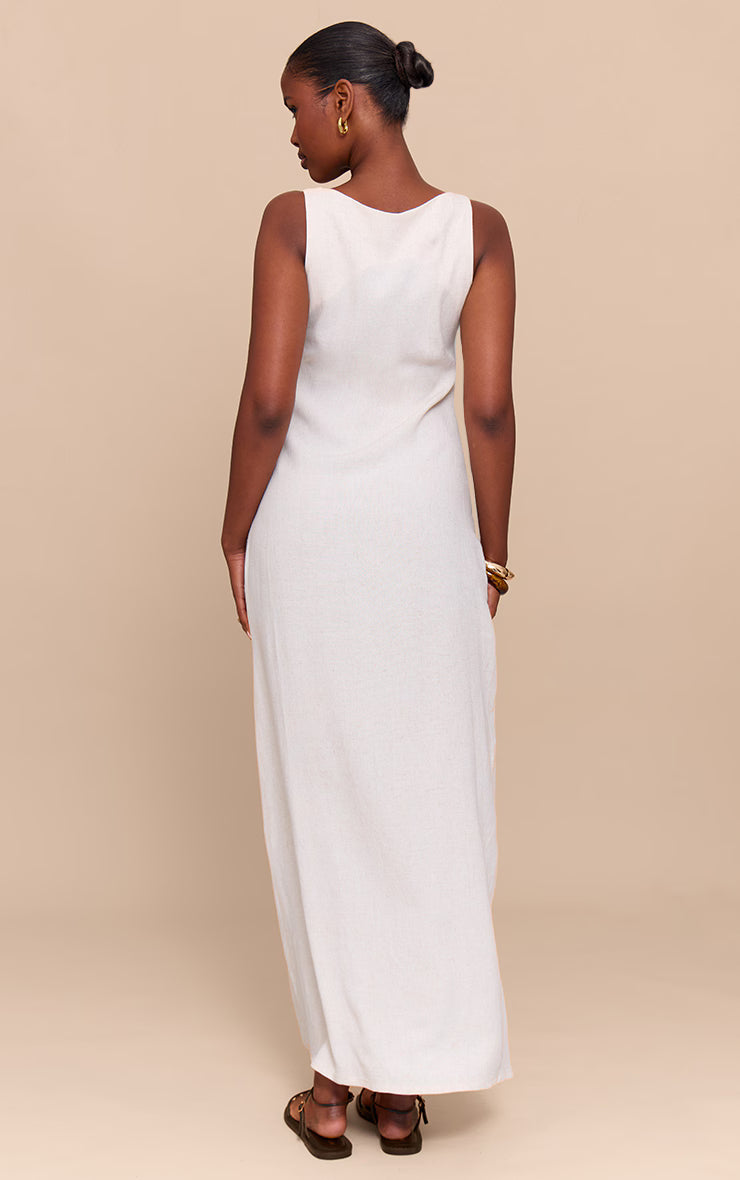 Natural Textured Scoop Neck Maxi Dress