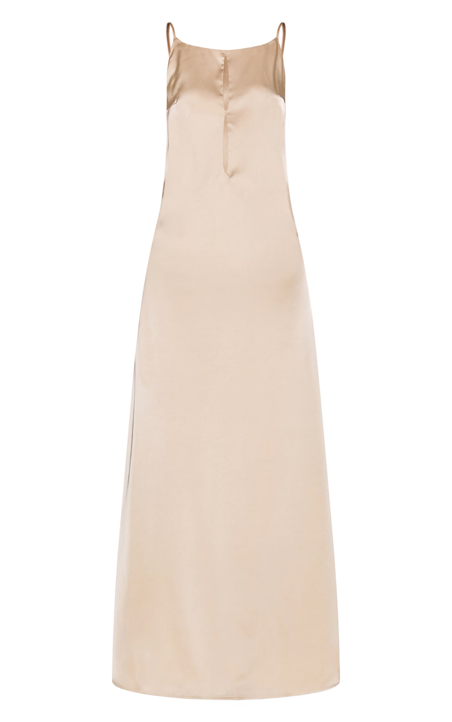 Natural Satin Keyhole Cut Out Slip Dress