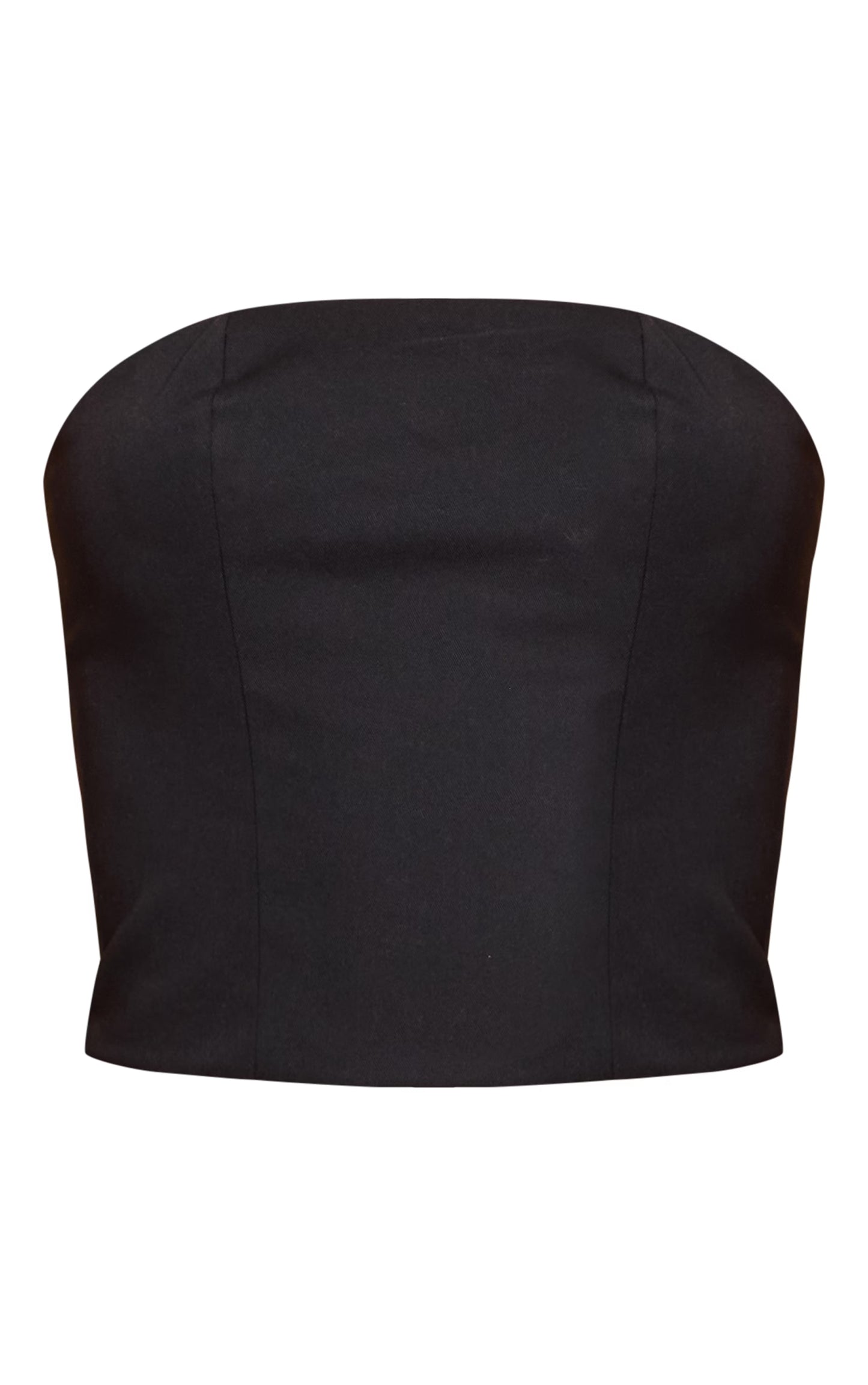 Black Woven Seam Detail Bandeau Top