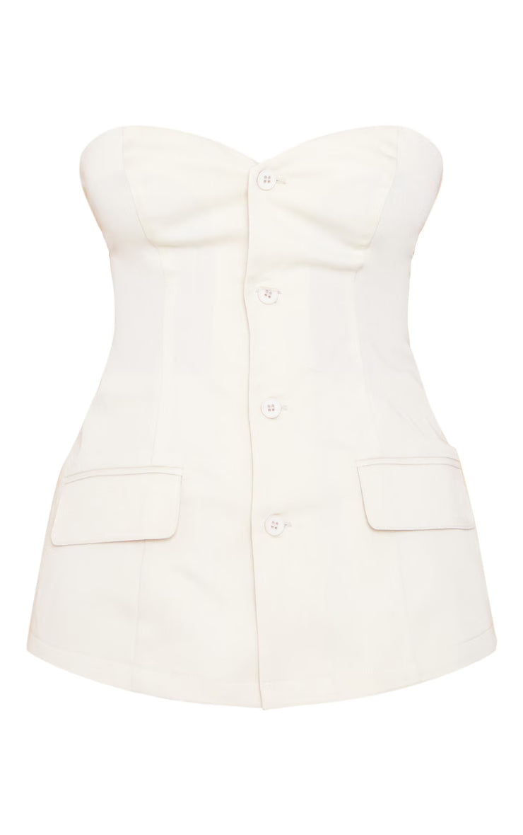 Tall Beige Button Up Front Corset Top