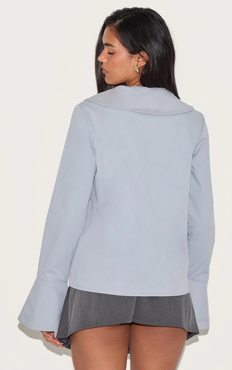 Blue Large Collar Shirt