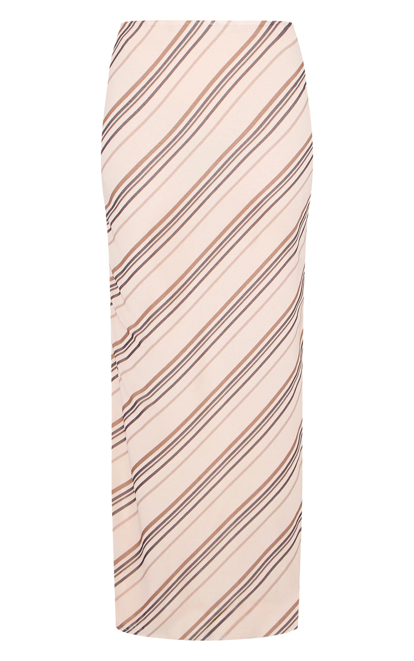 Brown Sheer Striped Chiffon Maxi Skirt