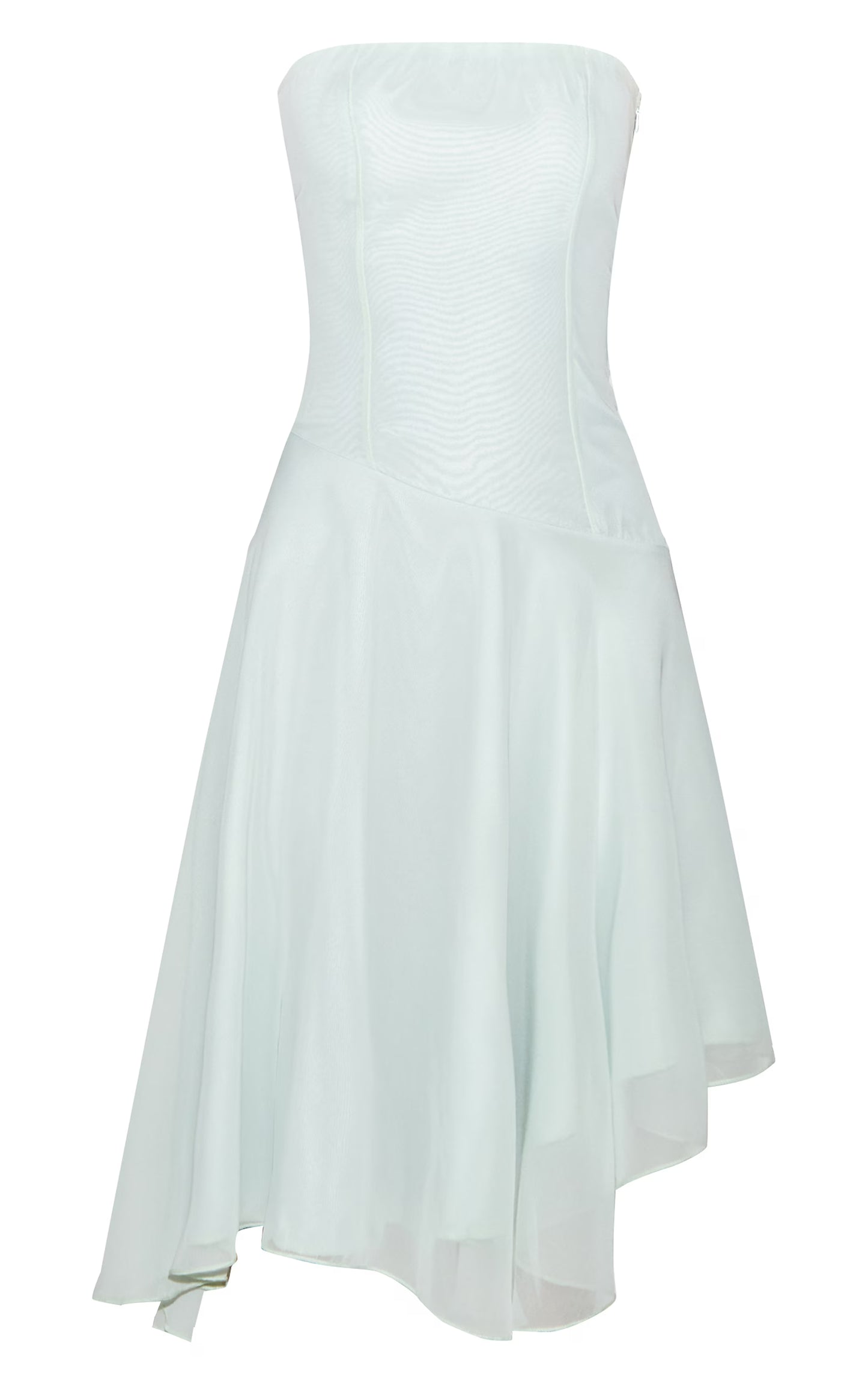 Sage Bandeau Asymmetric Hem Midaxi Dress