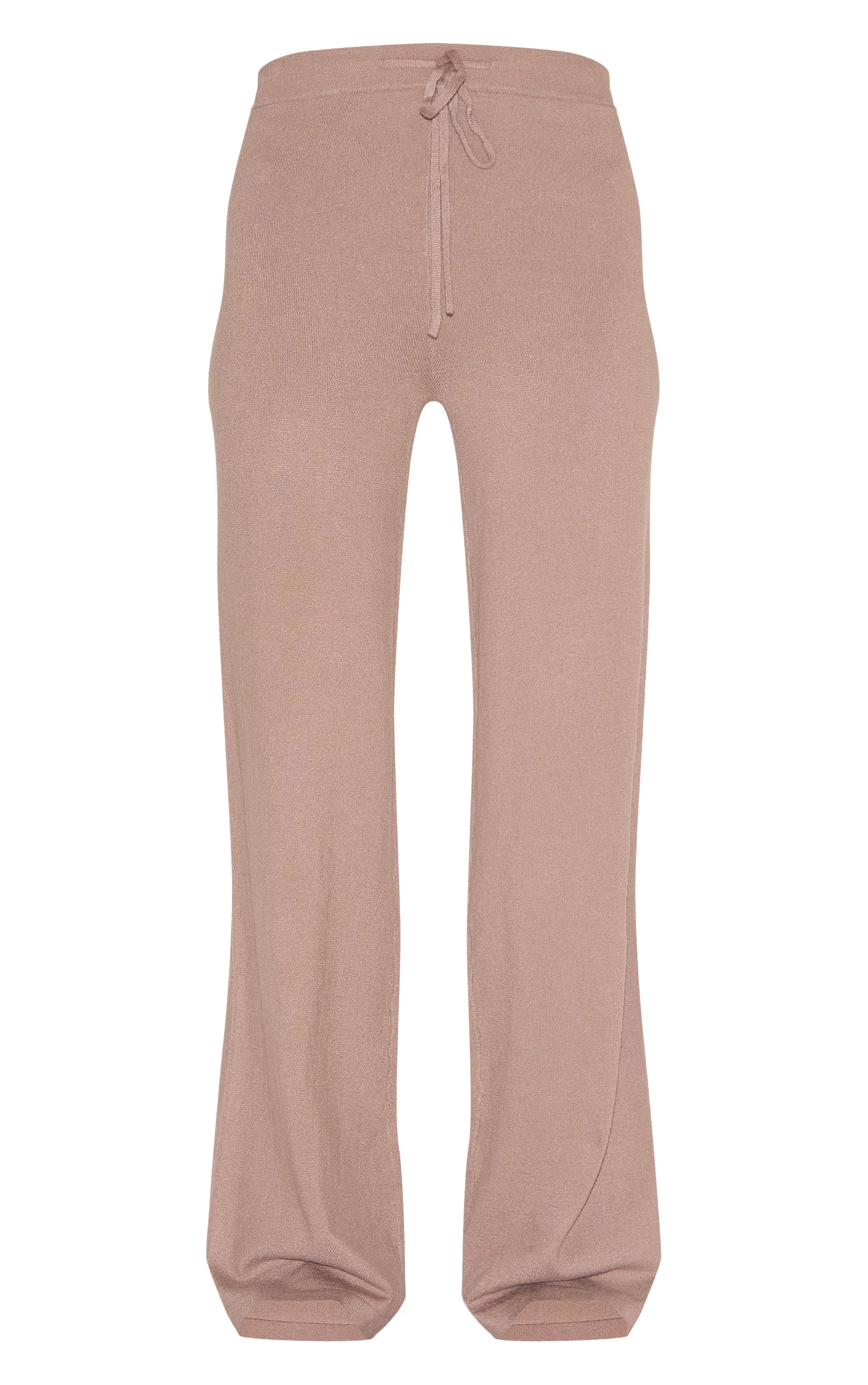 Deep Taupe Soft Knit Drawstring Waist Wide Leg Pants