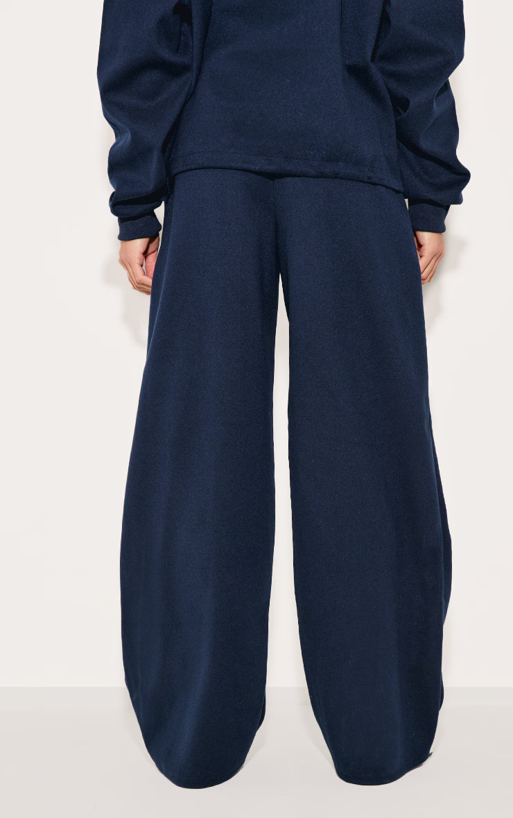 Navy Heavy Brushed Wide Leg Pants