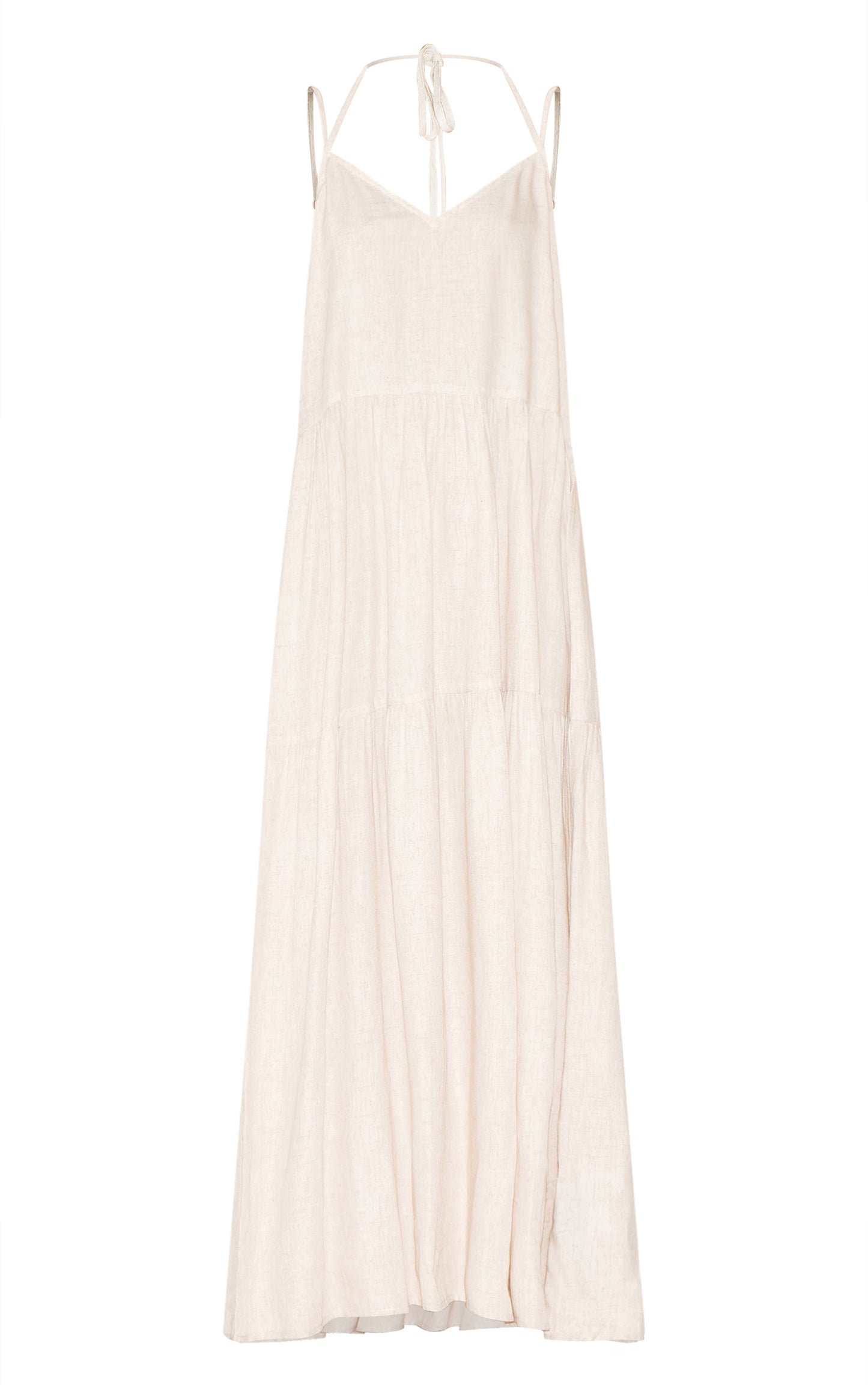 Natural Strappy Ruched Maxi Dress